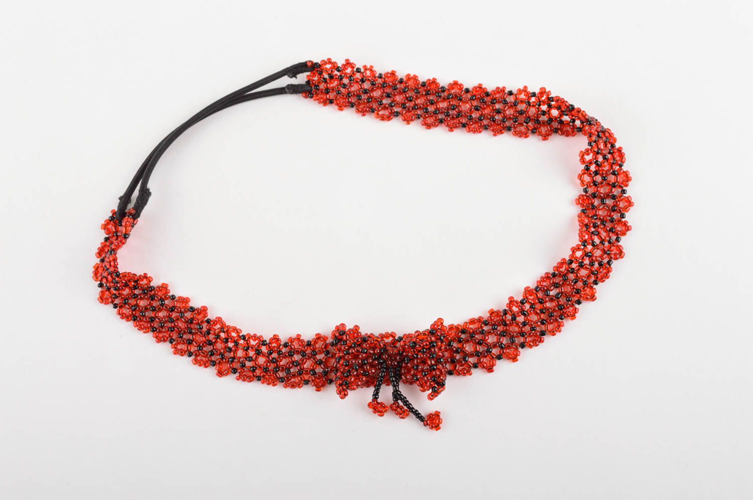 Rotes Haarband mit Perlen handgemachter Schmuck  Accessoire für Haare  foto 5