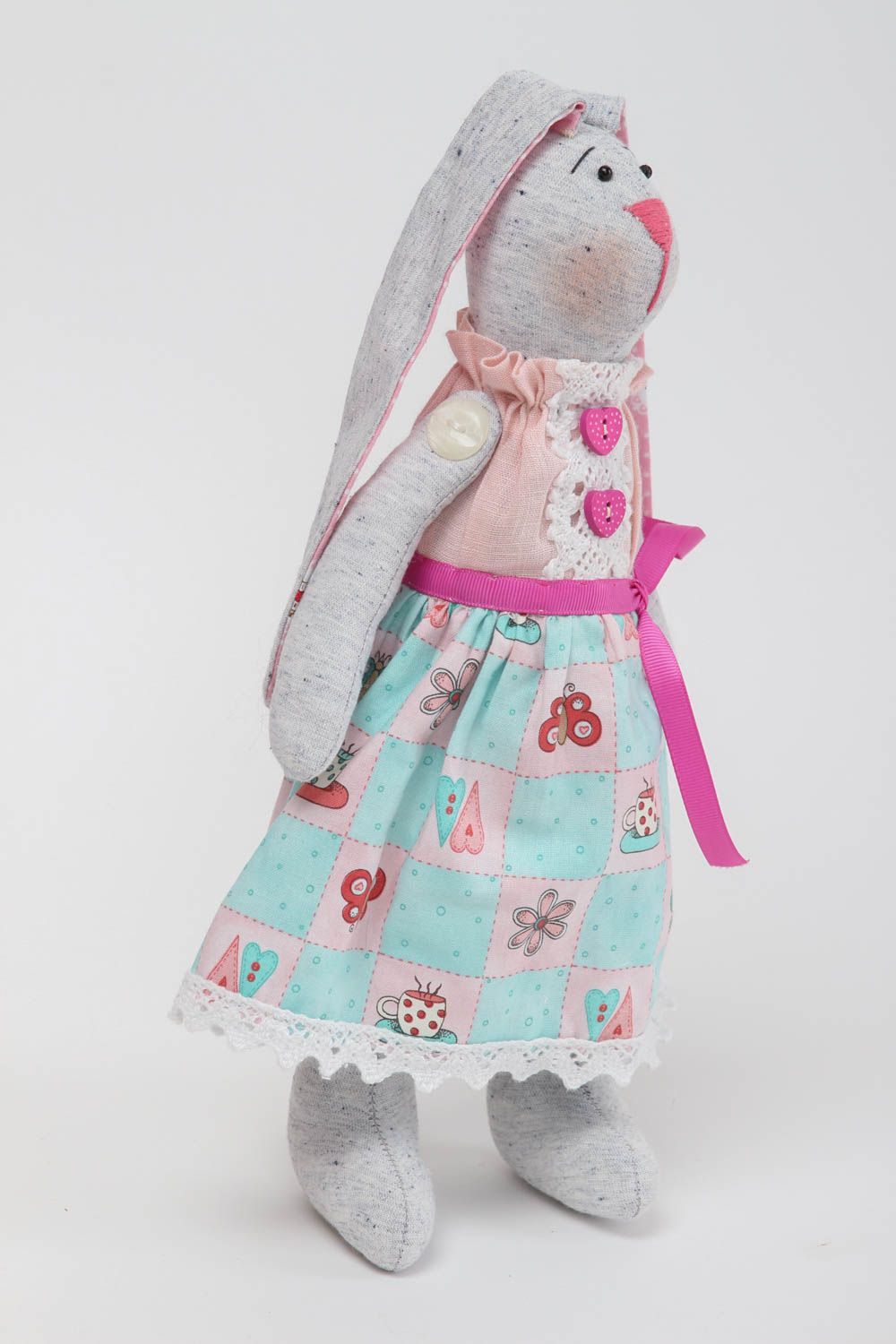 Juguete artesanal de tela muñeca de peluche con cinta regalo original para niño foto 2