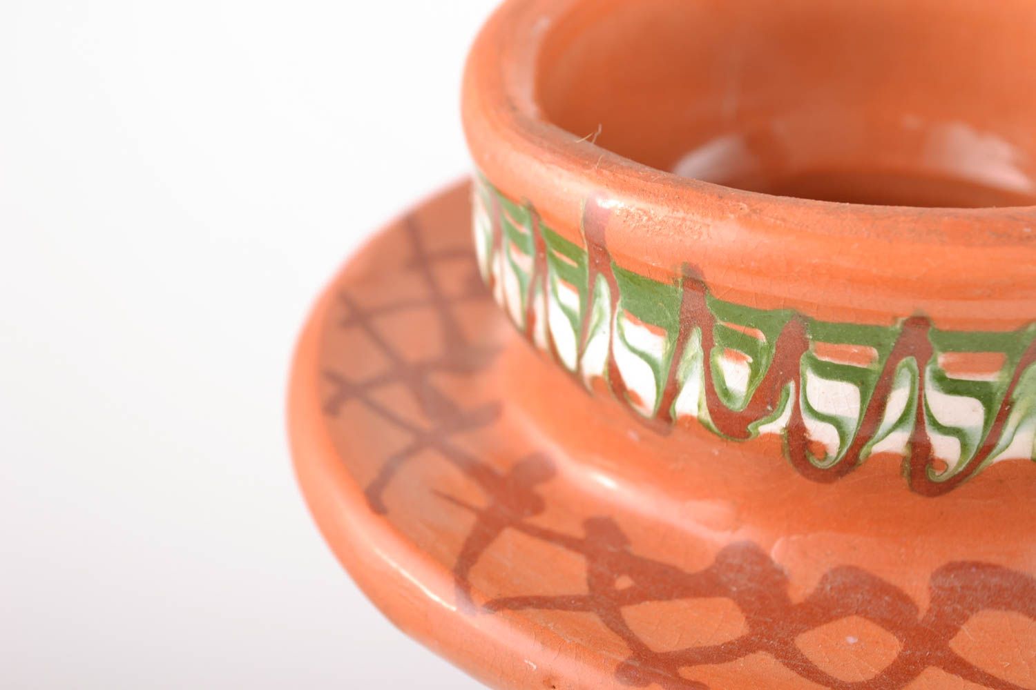 Candeleros de cerámica artesanales con pintura en conjunto de 3 piezas foto 2