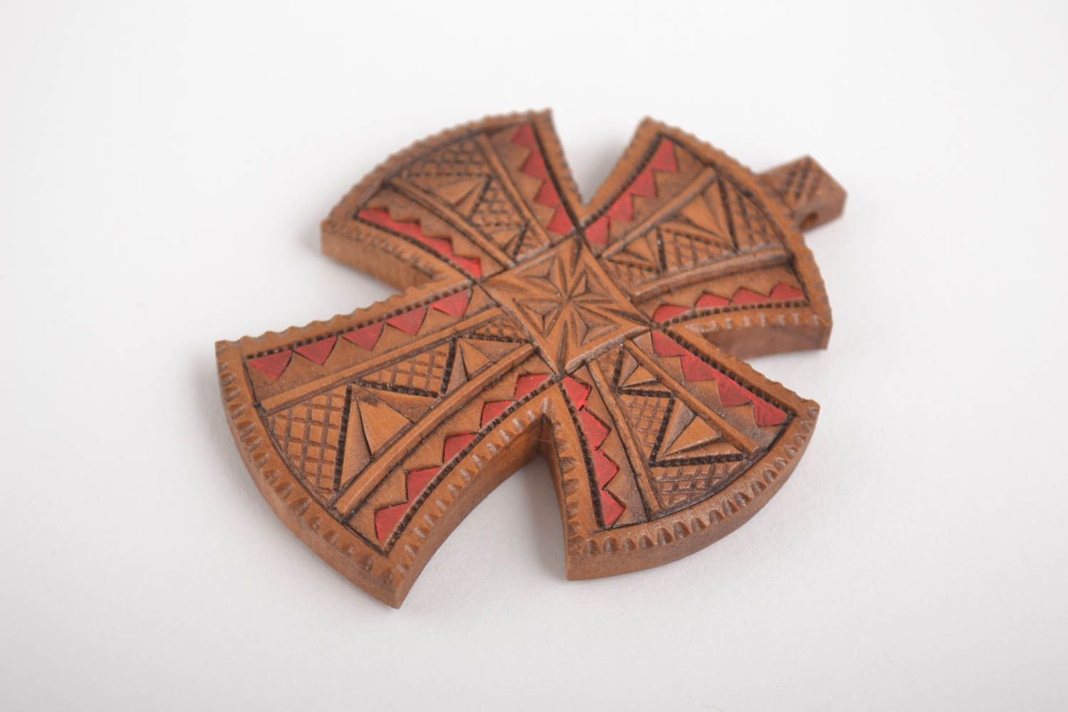 Croce di legno fatta a mano crocetta intagliata accessorio originale in legno  foto 4