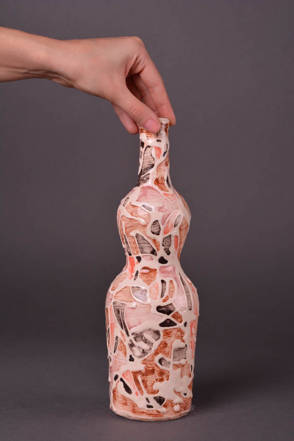 Подарок ручной работы глиняная бутылка фигурная керамическая бутылка 700 мл фото 2