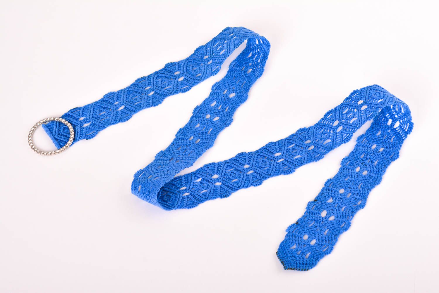Handmade blue belt unusual textile cute belt designer accessory waist belt photo 1