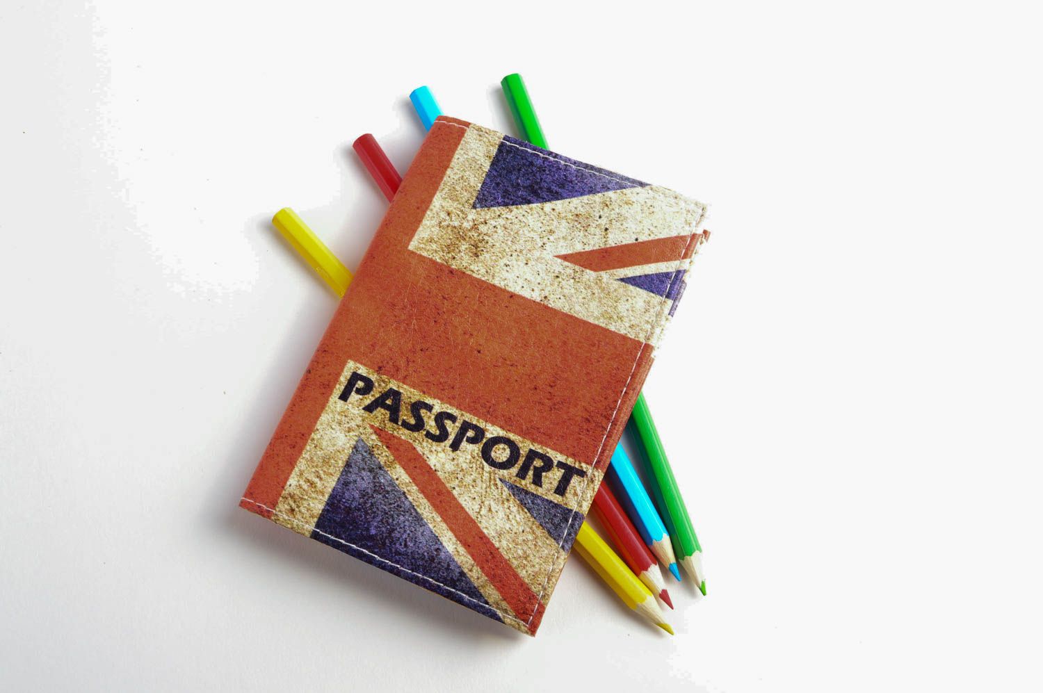 Обложка для паспорта handmade оригинальный подарок кожаный аксессуар Флаг фото 3