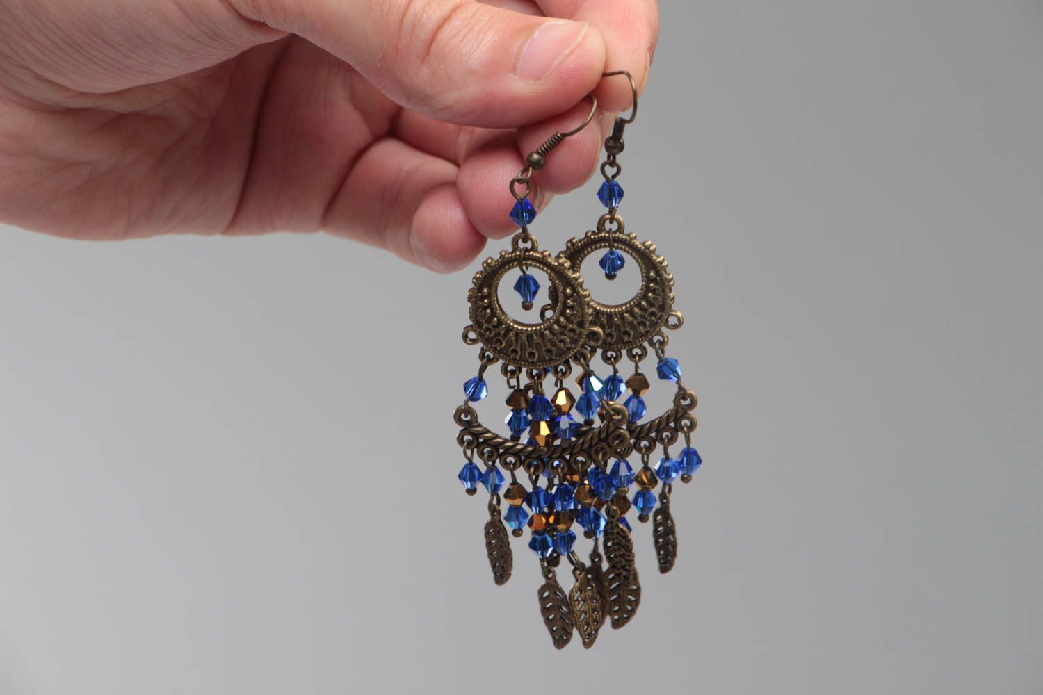 Earrings made of crystal beads handmade massive accessory stylish jewelry photo 5