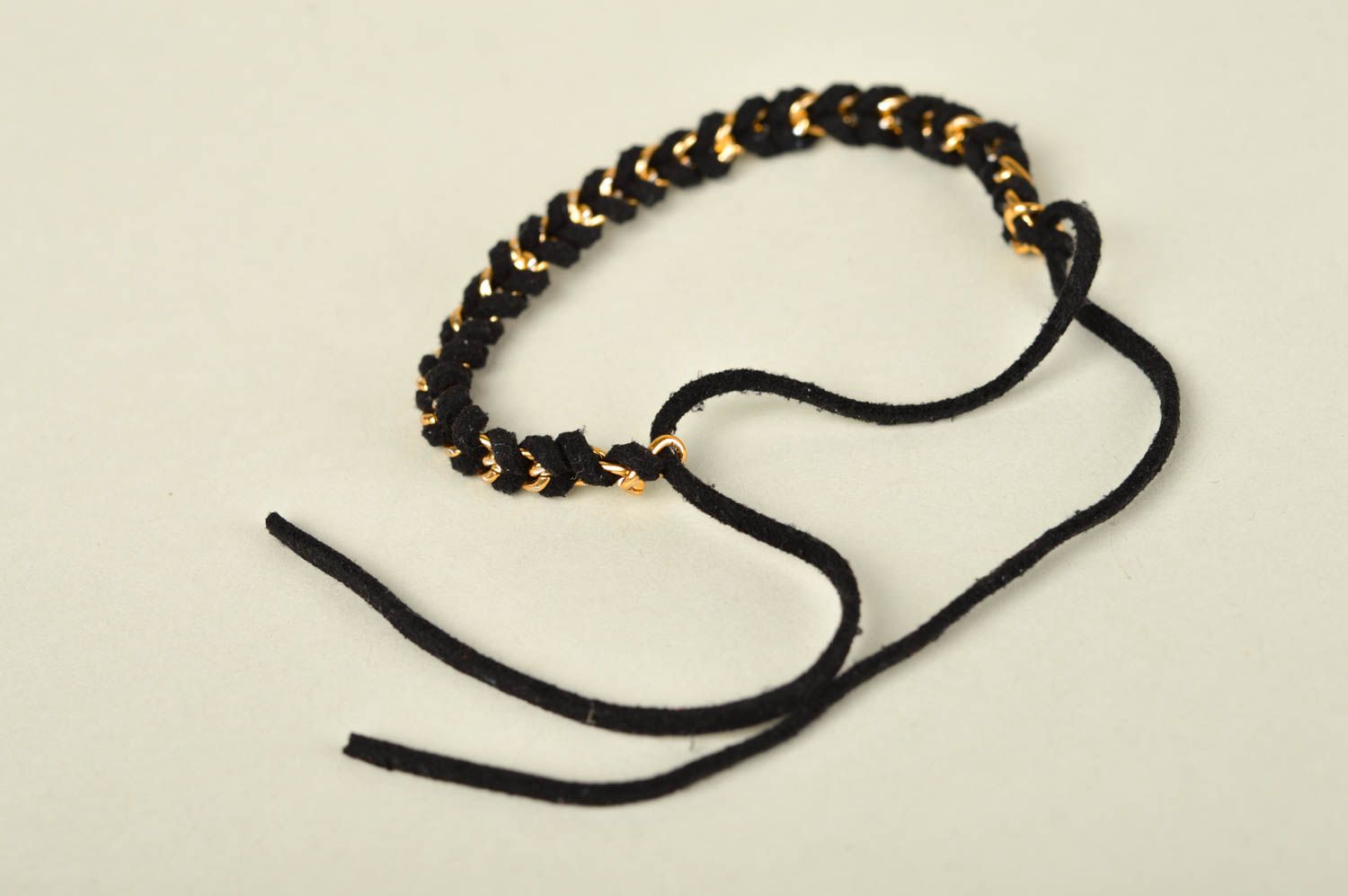 Handmade designer bracelet black elegant bracelet wrist unusual accessory photo 3