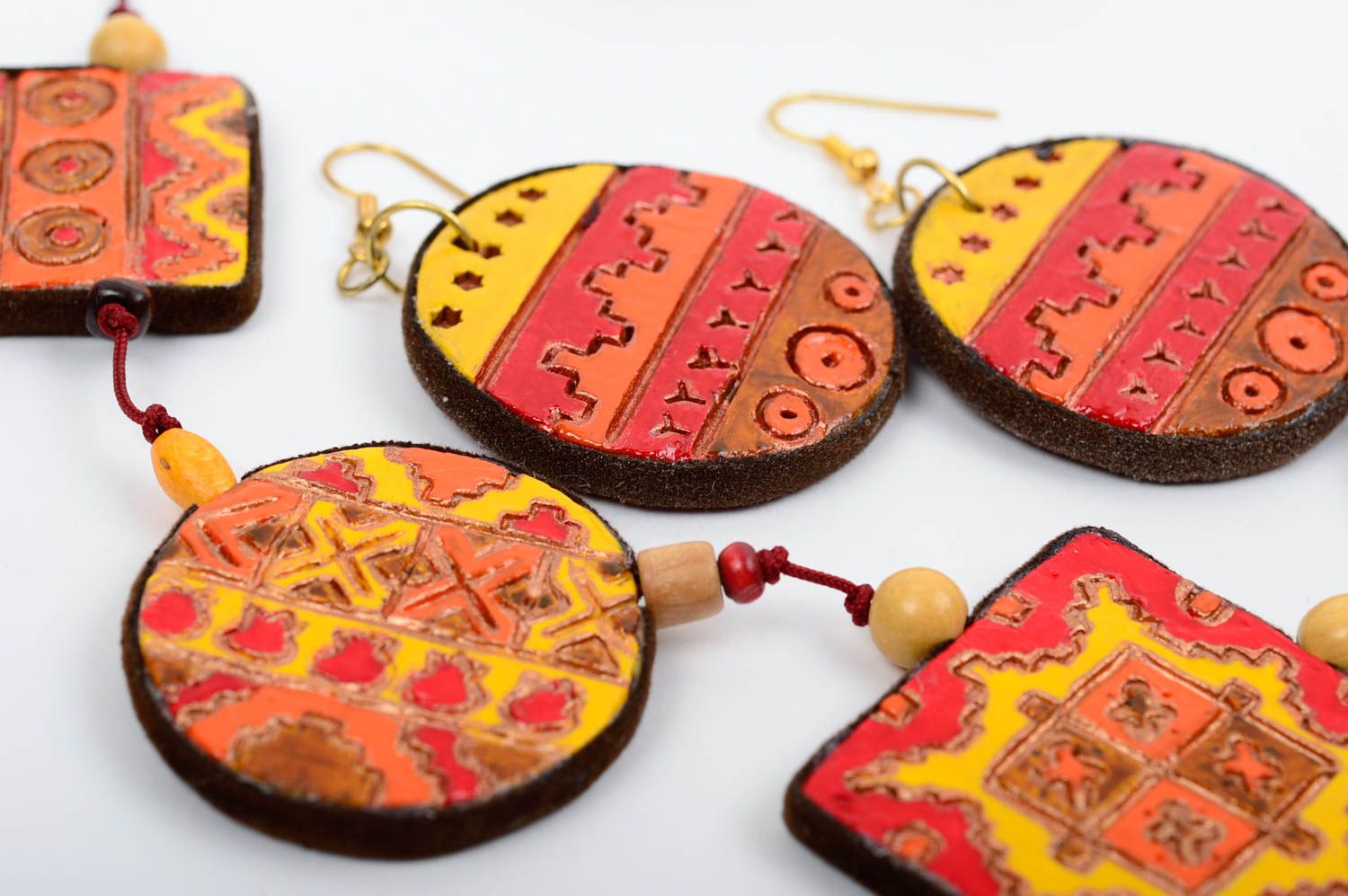 Handmade jewelry set ceramic necklace bracelet design clay earrings gift ideas photo 3