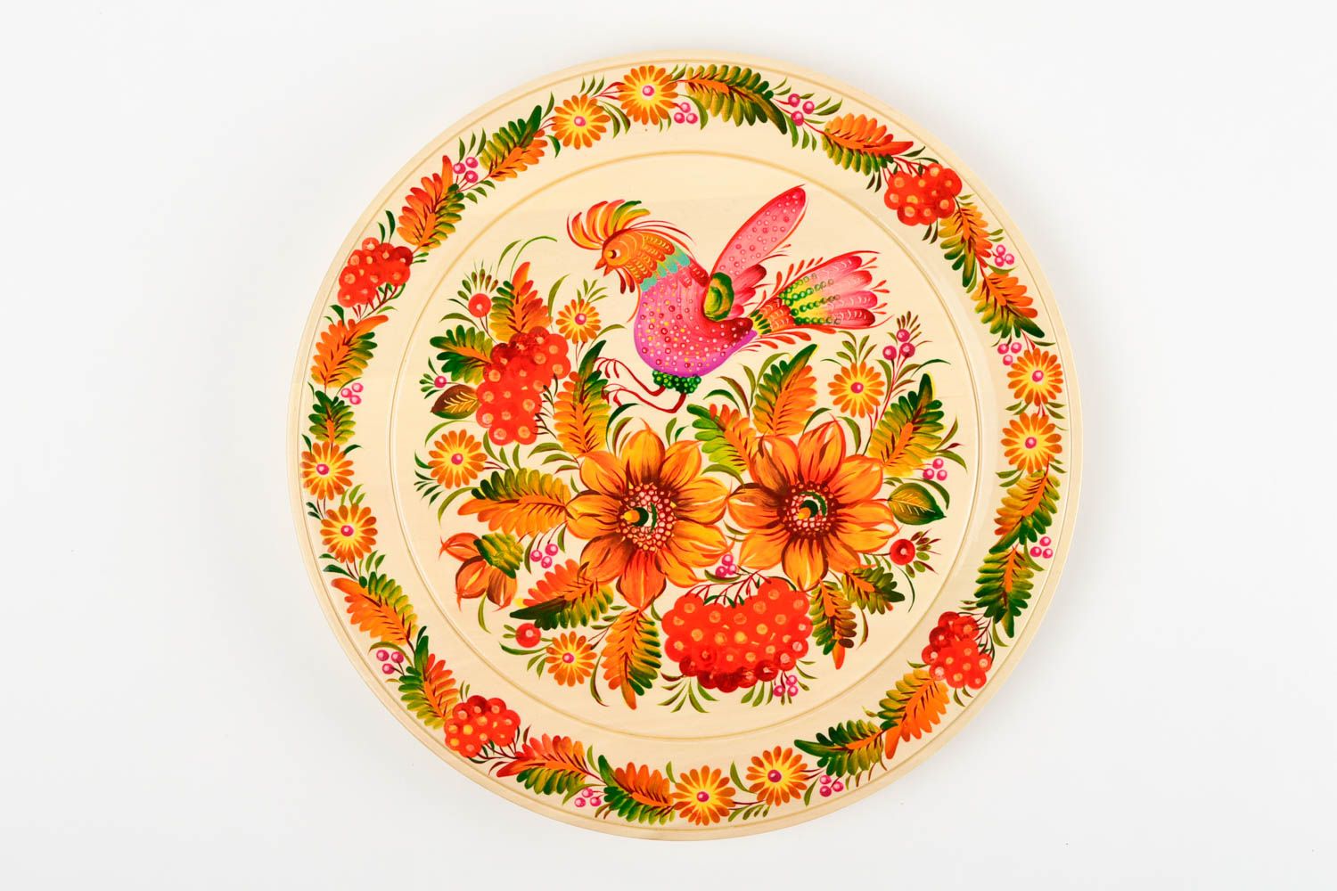 Assiette décorative fait main Décoration murale ronde Vaisselle déco Fleurs photo 4