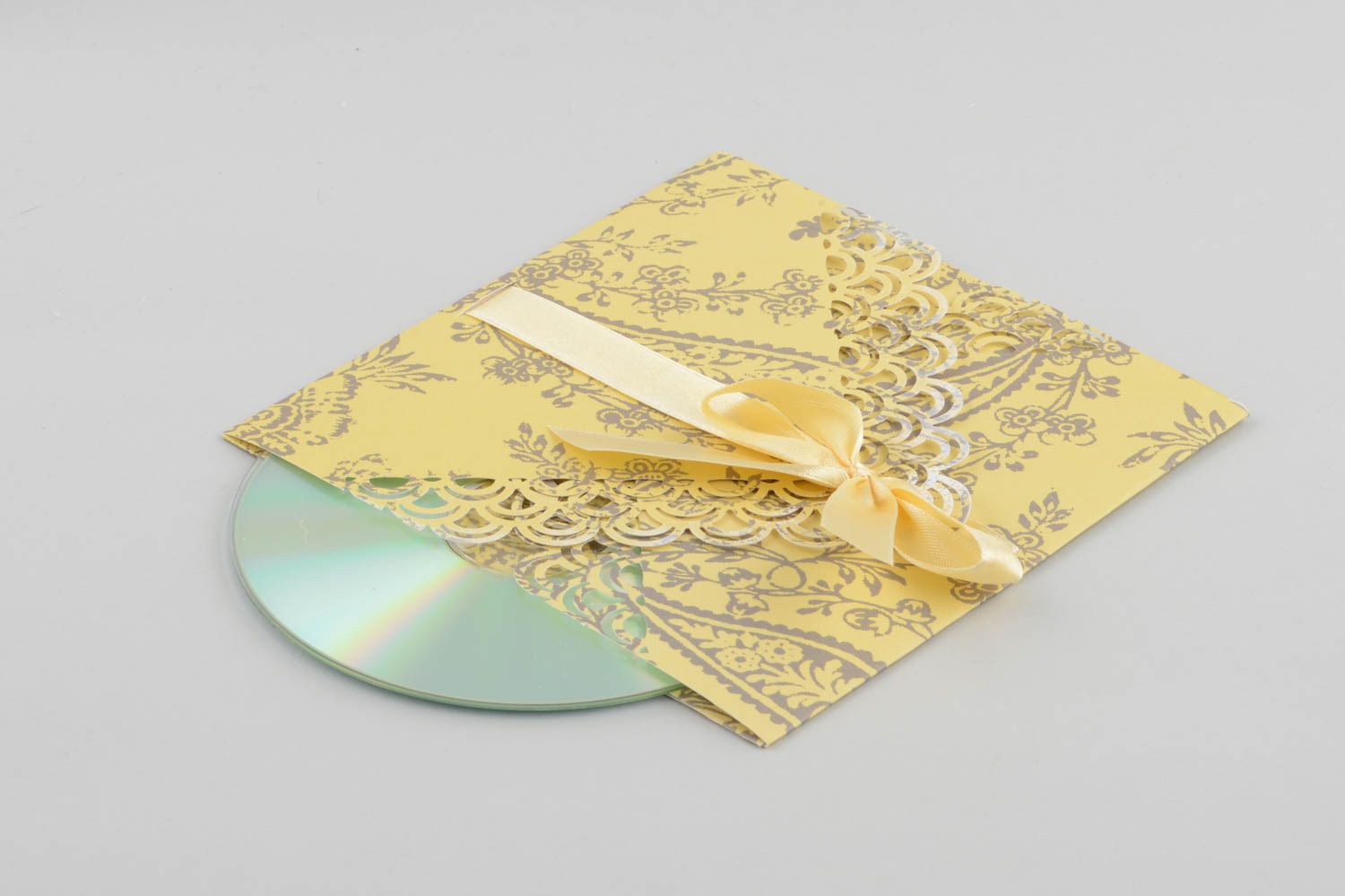 Sobre para CD artesanal amarillo decoración de regalo embalaje decorativo foto 2