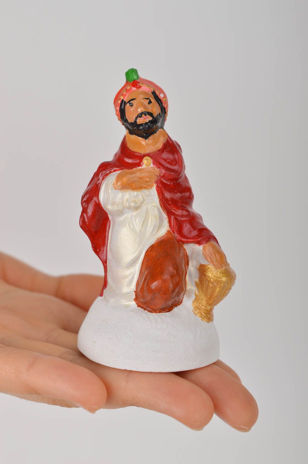 Figurita de belén hecha a mano figura de yeso decoración navideña Rey mago  foto 5