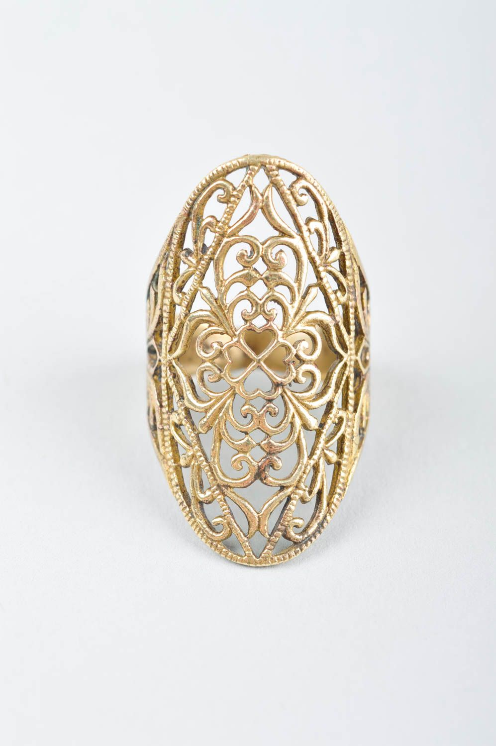 Messing Schmuck handmade ungewöhnlicher Ring am Finger großer Damen Modeschmuck  foto 3