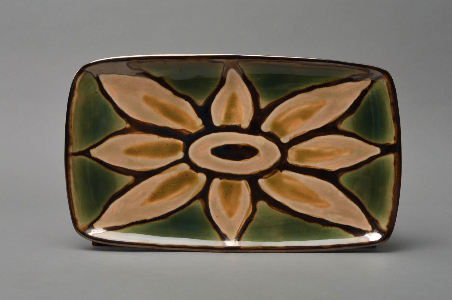 Beautiful handmade large porcelain plate painted with glaze designer dishware photo 2