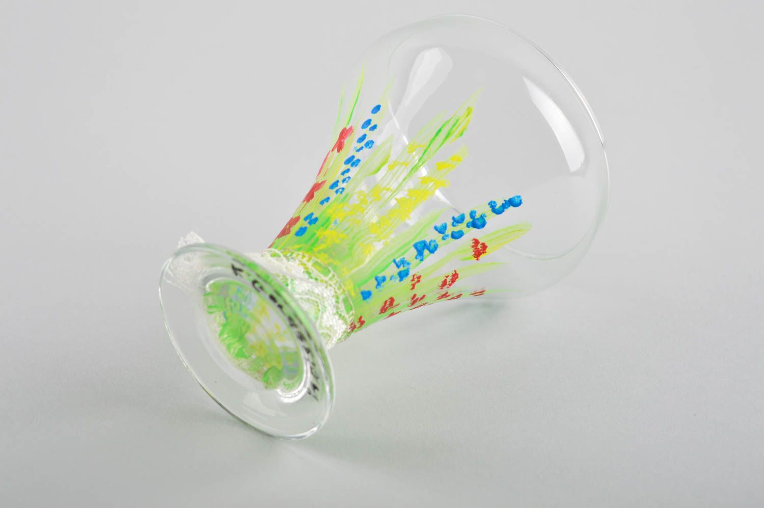 Изделие из стекла ручной работы стеклянный стакан расписная посуда разноцветная фото 4