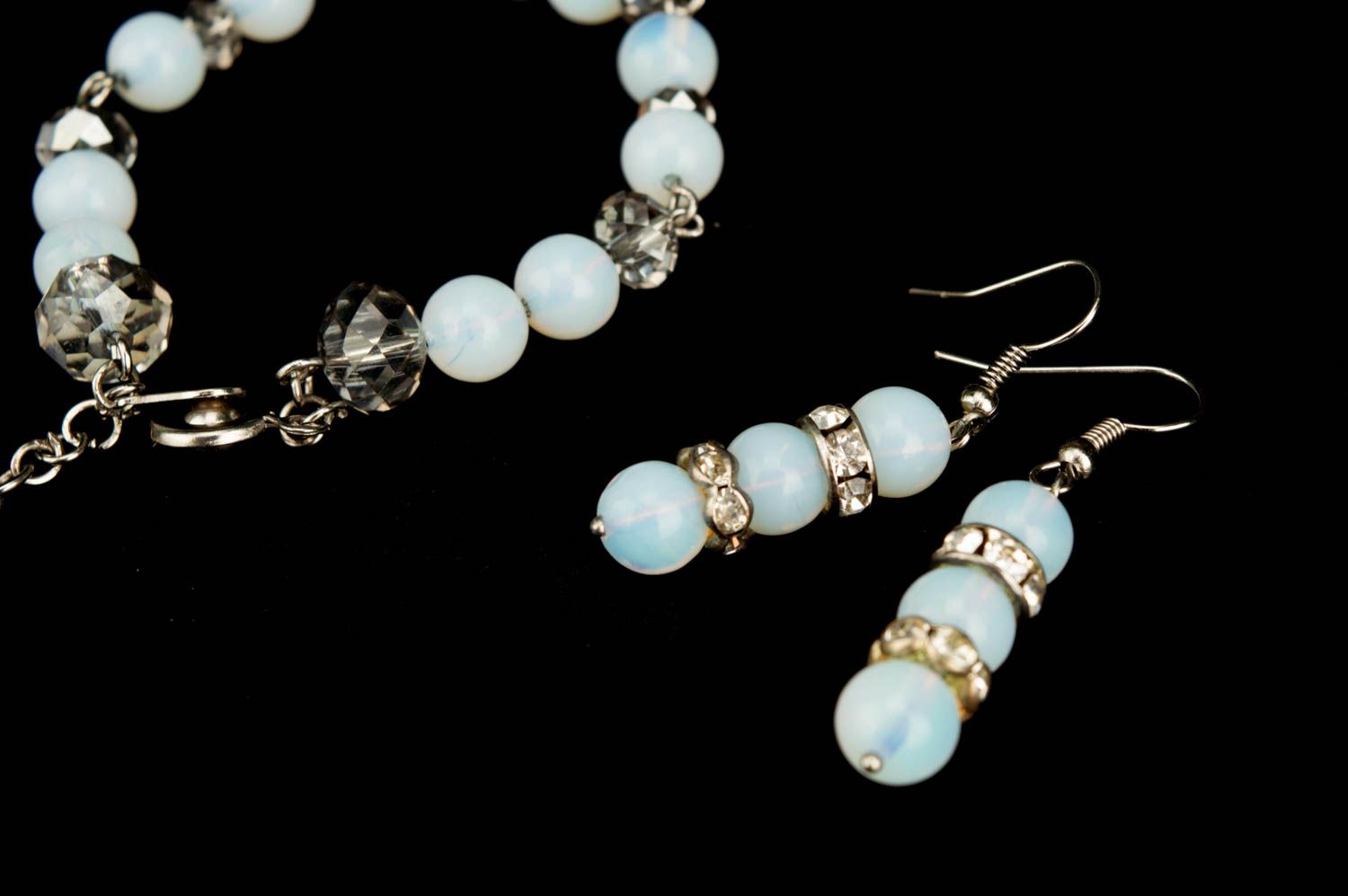 Handmade jewelry set bead bracelet beaded earrings gemstone jewelry gift for her photo 4