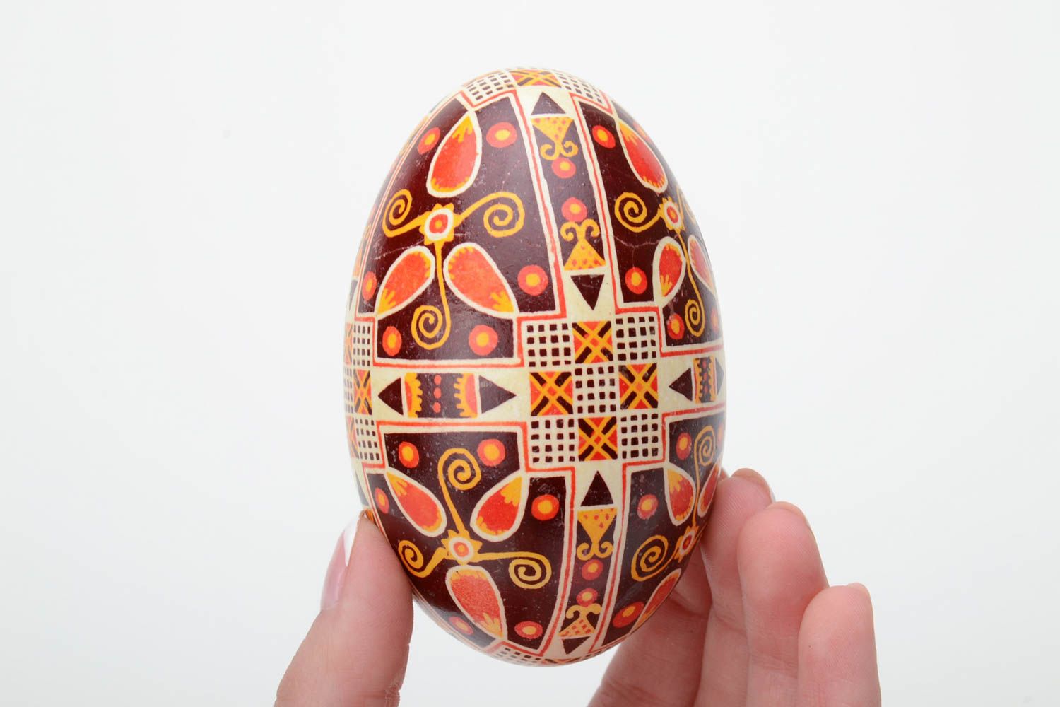 Handmade traditional decorative painted goose Easter egg pysanka ethnic souvenir photo 5