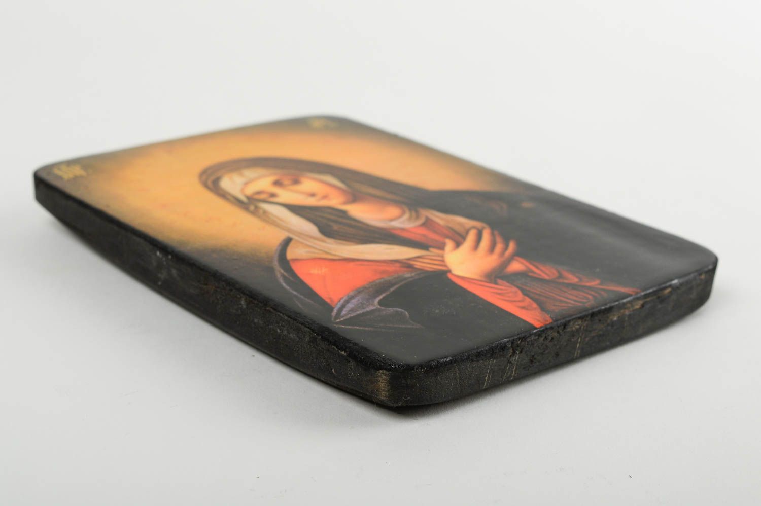 Maria Ikone handgefertigt Holz Ikone religiöses Geschenk schön mit Bemalung foto 2