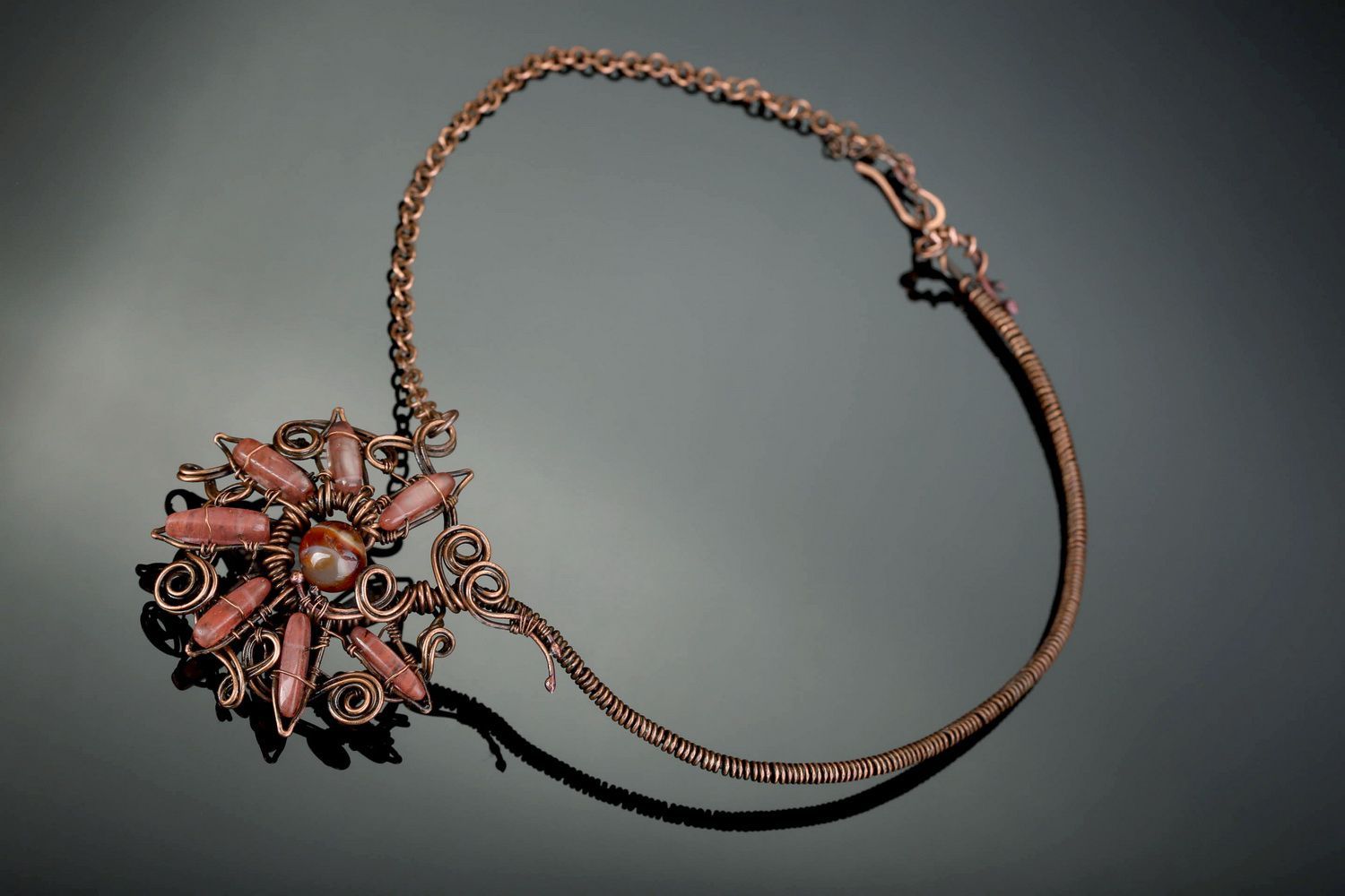 Necklace made of quartz and carnelian Svarog sun photo 2