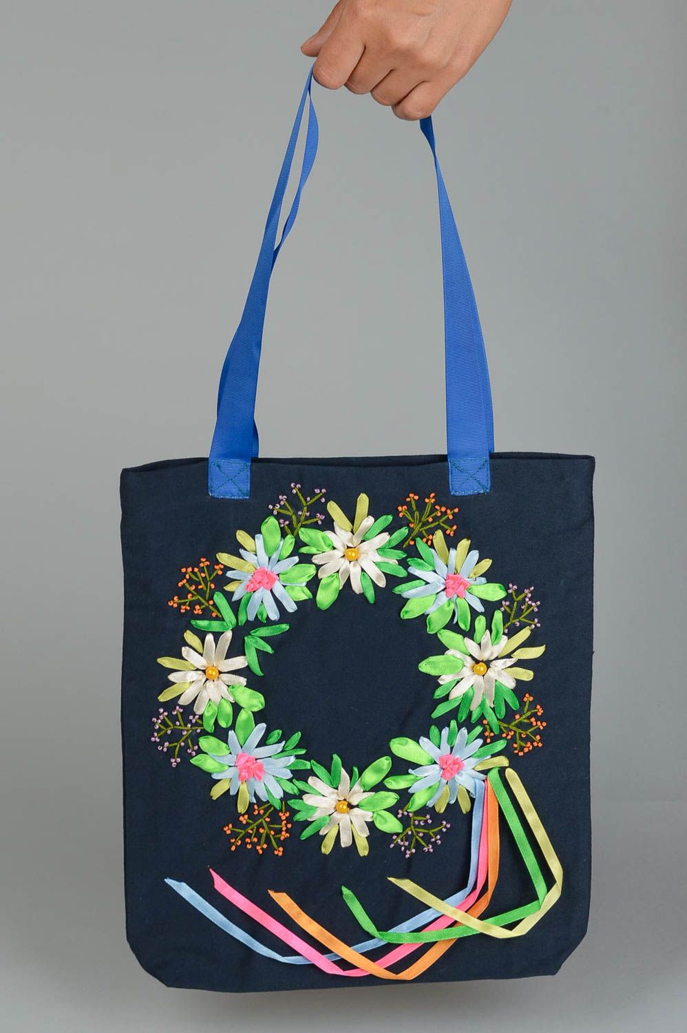 Handmade handbag with embroidery stylish shoulder bag textile handbag for women photo 5