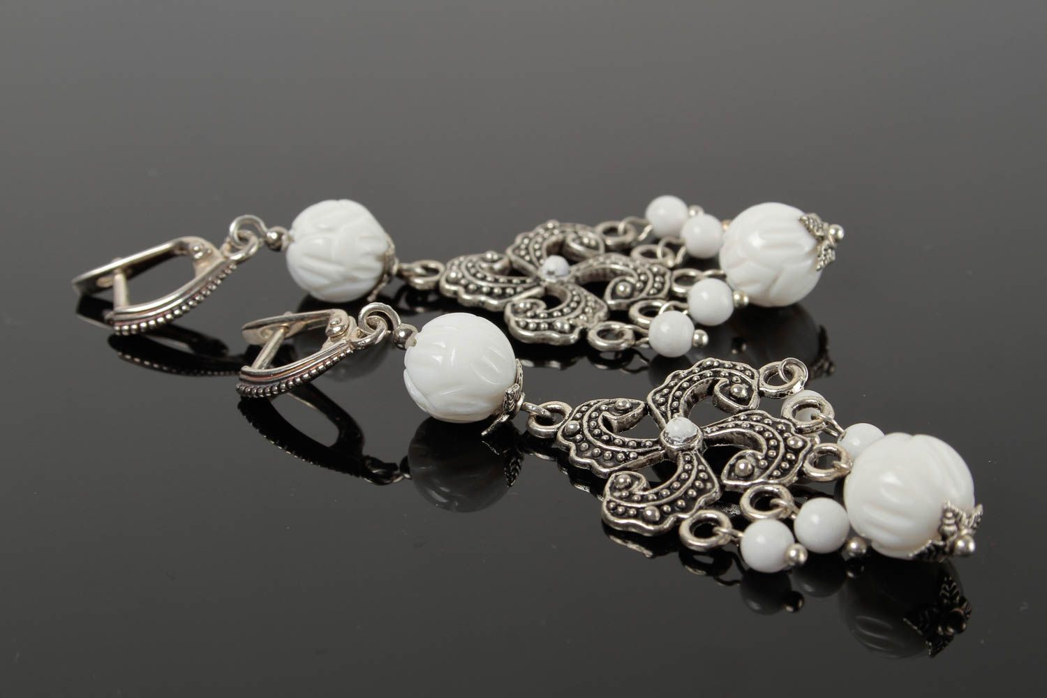 Handmade earrings with natural stone elegant evening earrings designer jewelry photo 2