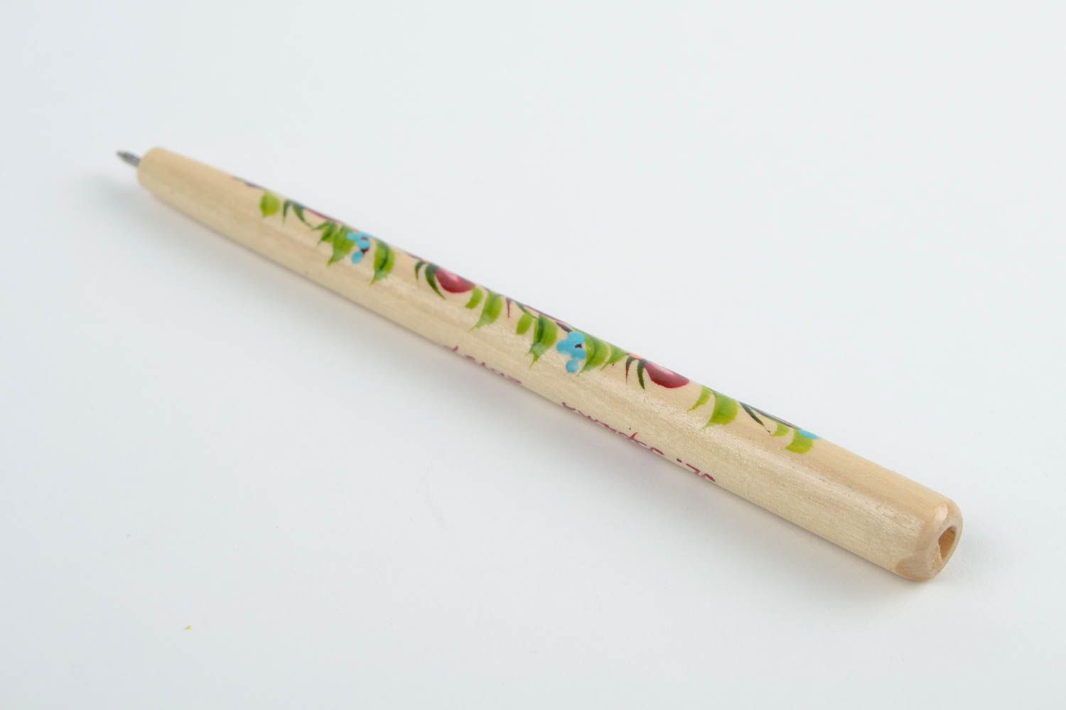Деревянная ручка-свисток этнический сувенир с Петриковской росписью хенд мейд фото 5