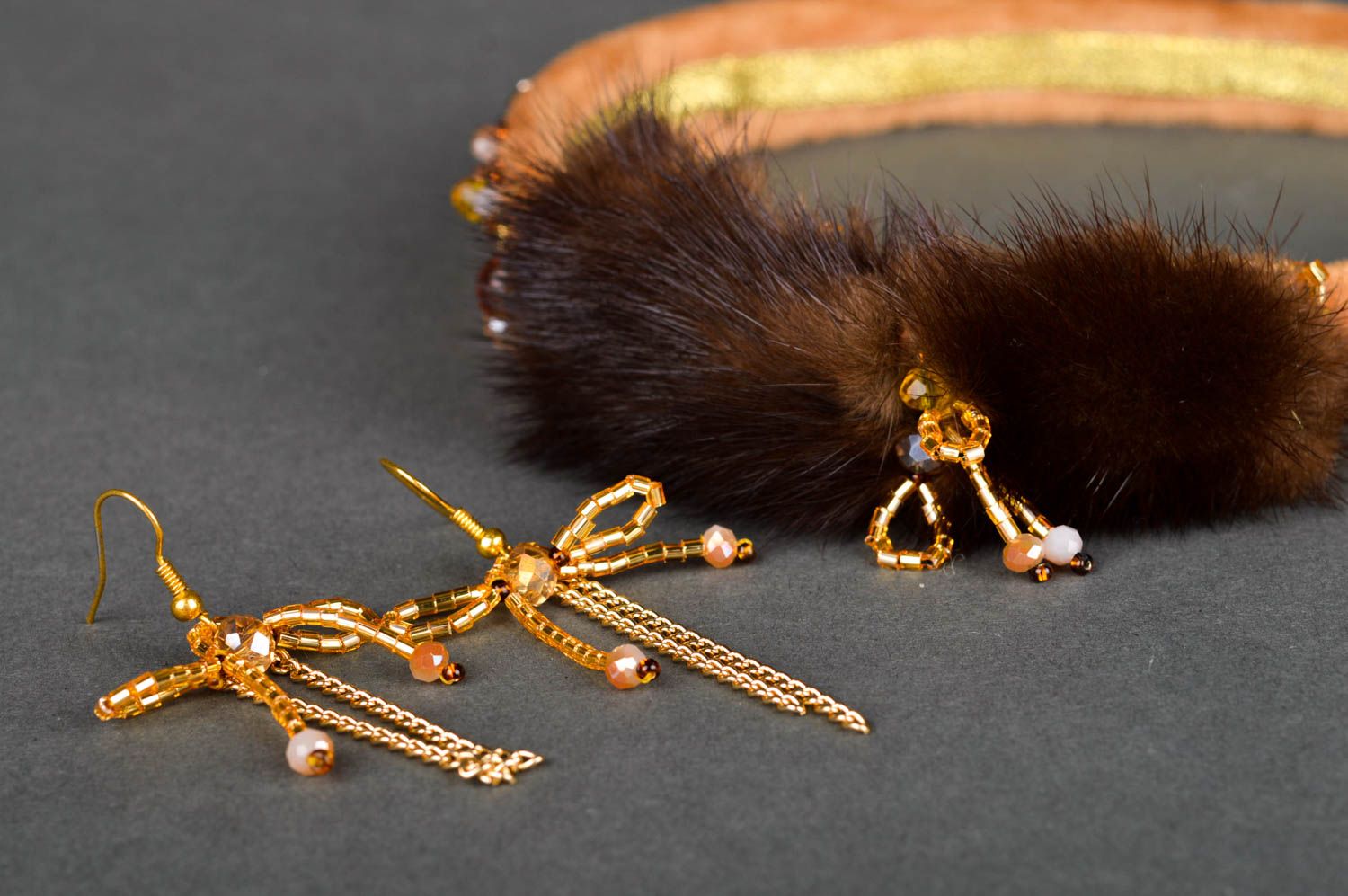 Beautiful handmade hair band beaded earrings artisan jewelry set gifts for her photo 2