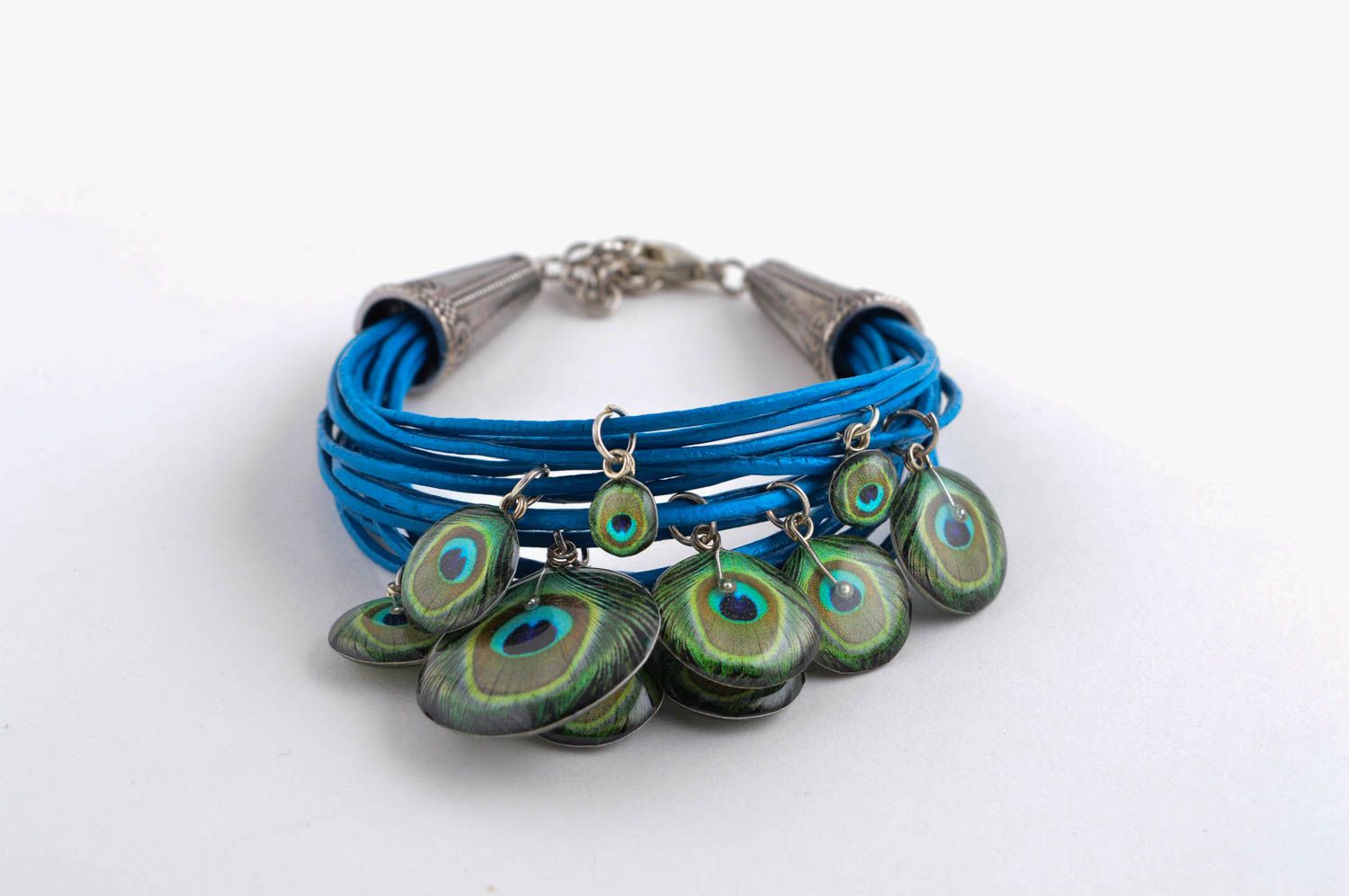 Handmade unusual cute bracelet blue designer bracelet cute wrist jewelry photo 3