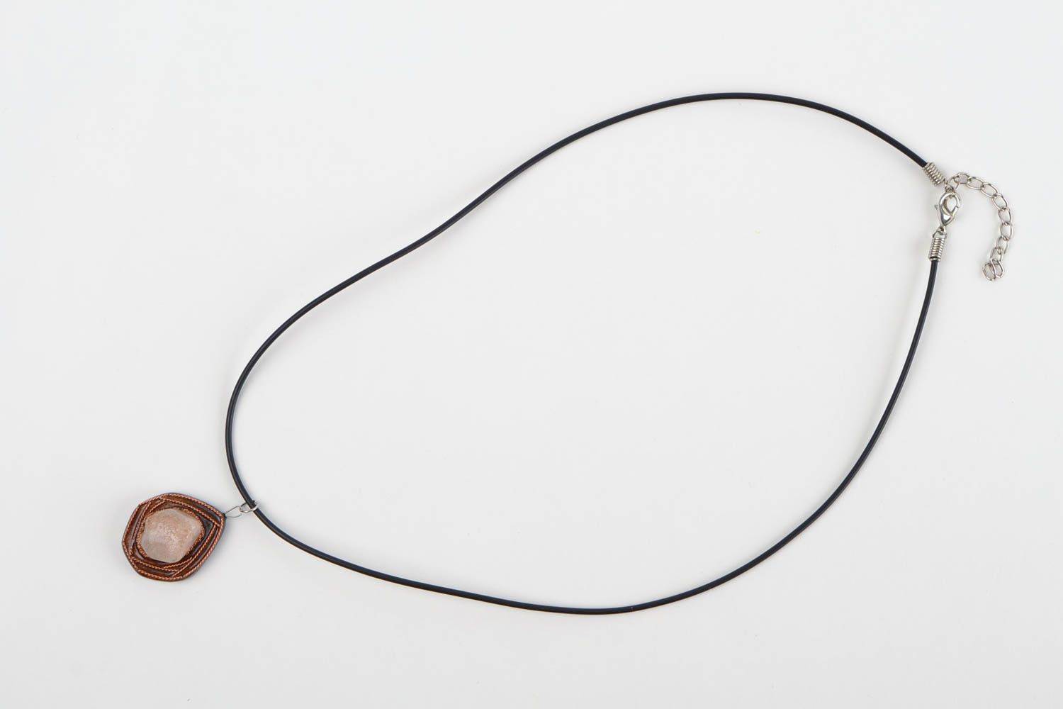 Handmade wooden pendant jewelry with natural stone stylish pendant gift photo 4