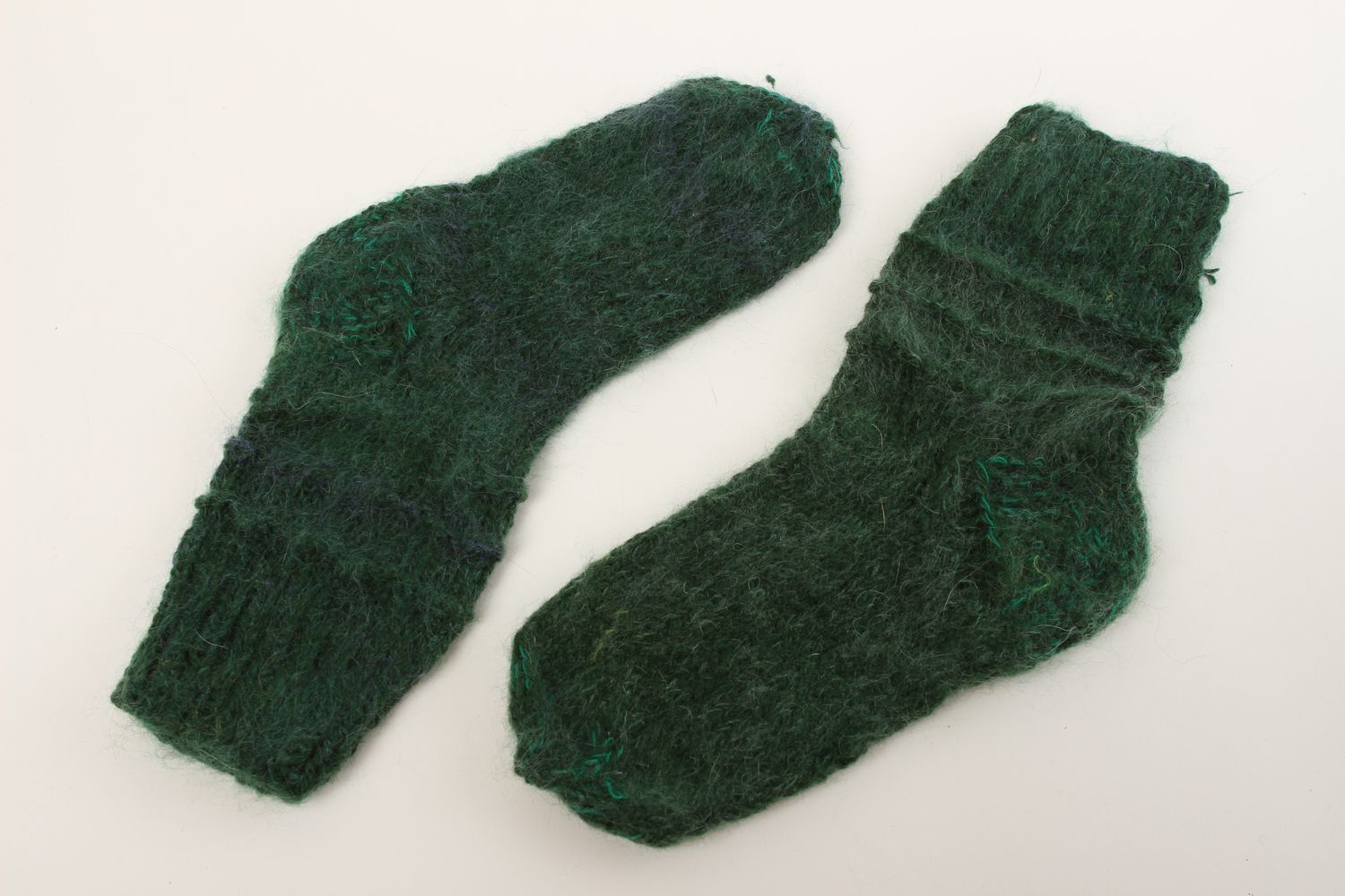 Handmade green woolen socks knitted socks winter clothes Christmas gift ideas photo 2