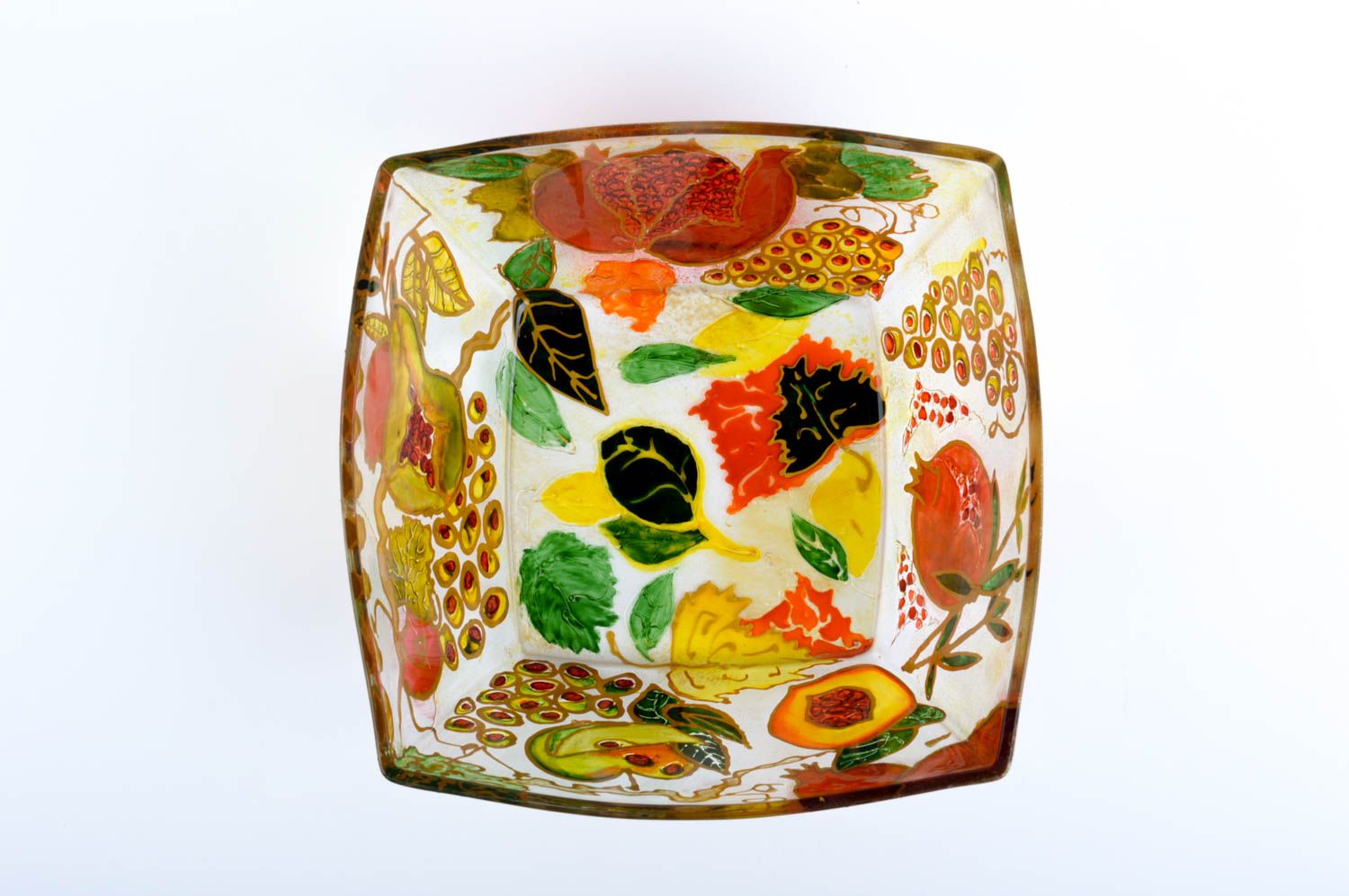 Beautiful handmade glass fruit bowl glass ware kitchen supplies small gifts photo 2