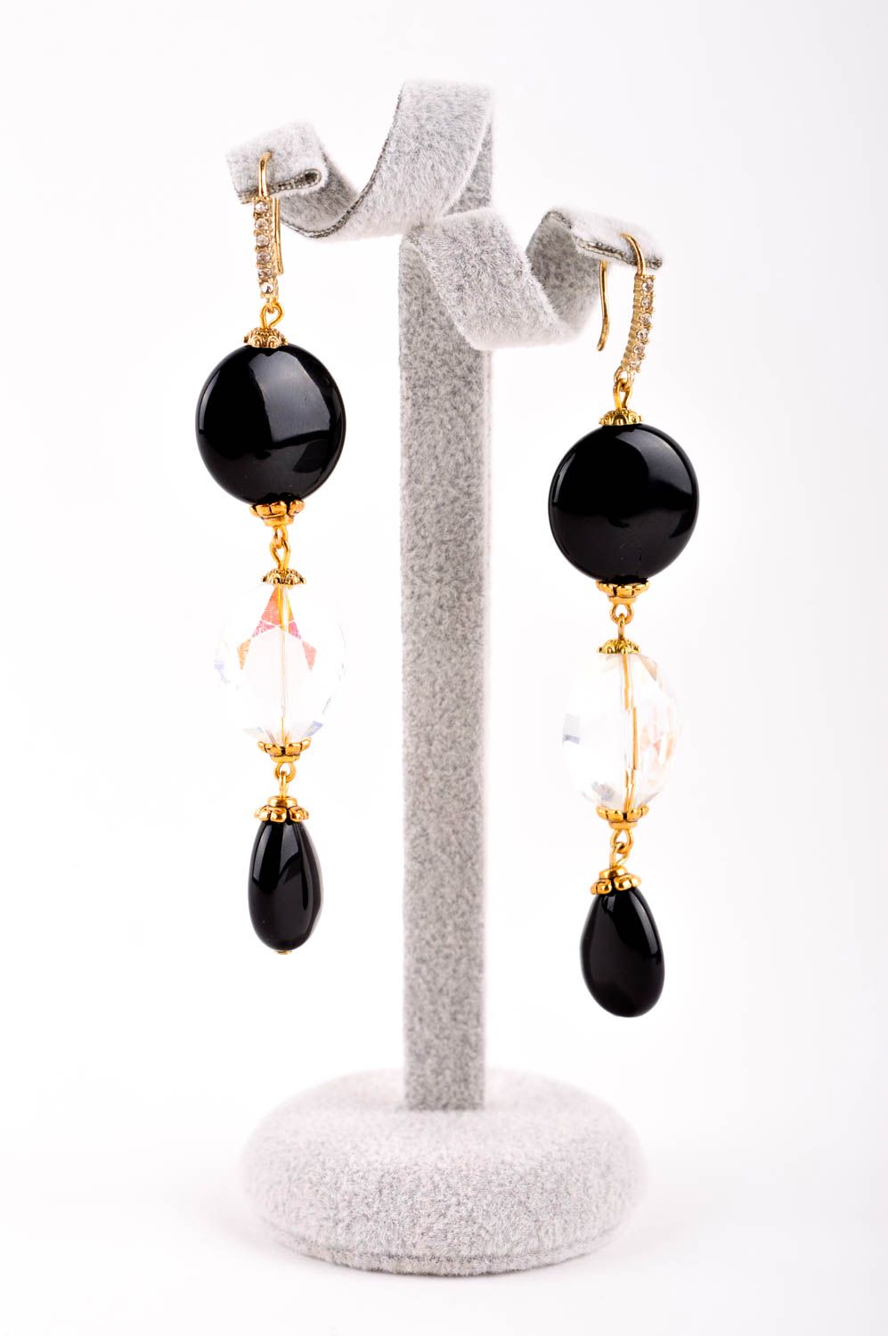 Handmade earrings with charms evening jewelry with natural stones for women photo 2