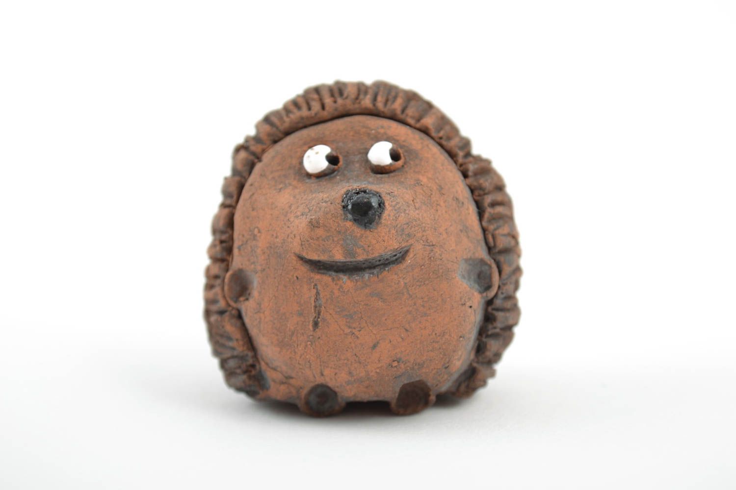 Funny miniature collectible decorative handmade ceramic statuette of hedgehog photo 3