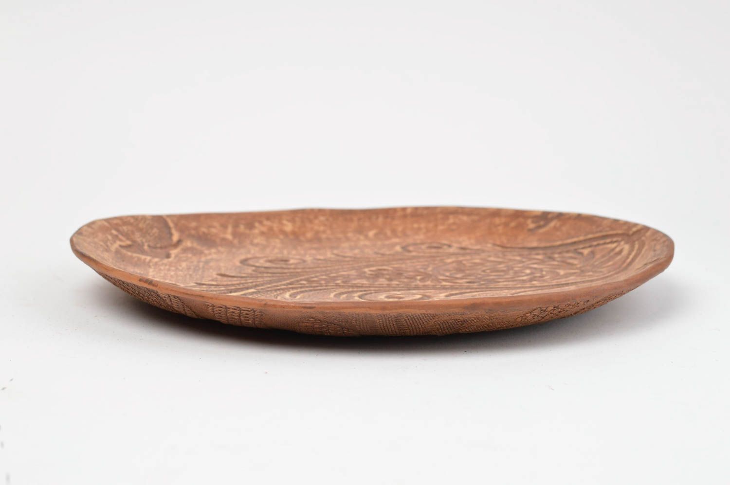 Керамическая тарелка для вторых блюд оригинальная глиняная посуда ручной работы фото 3