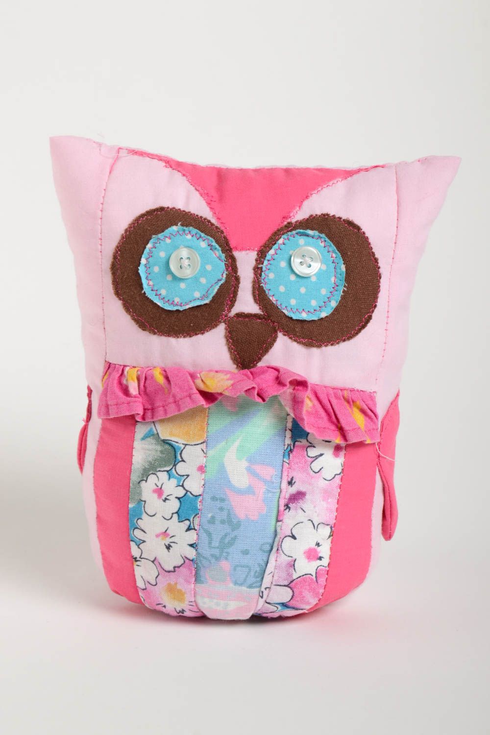 Handmade designer soft toy unusual textile owl toy elegant beautiful toy photo 2