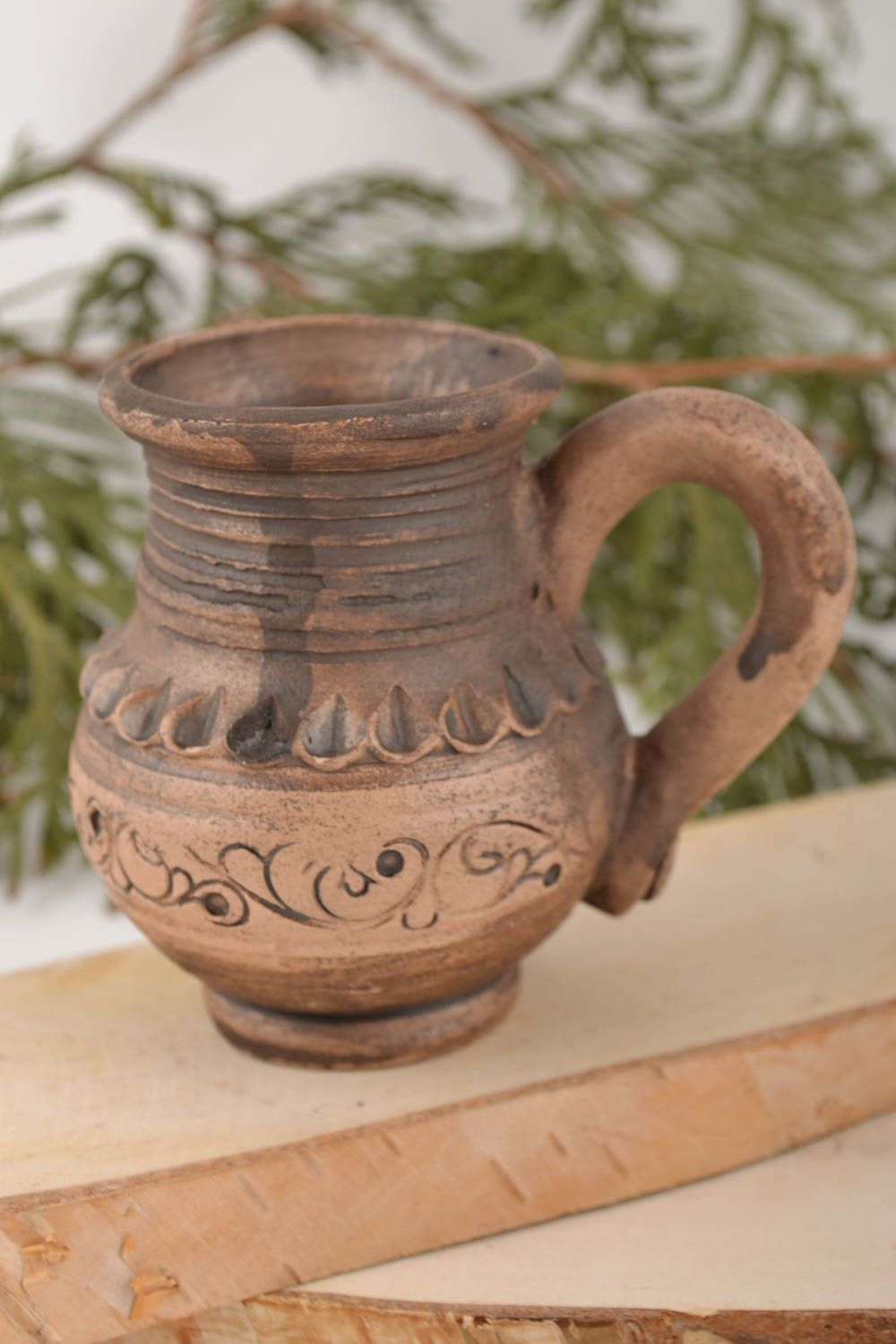 Schöne originelle Tasse aus Keramik mit Muster 100 ml künstlerische Handarbeit foto 1