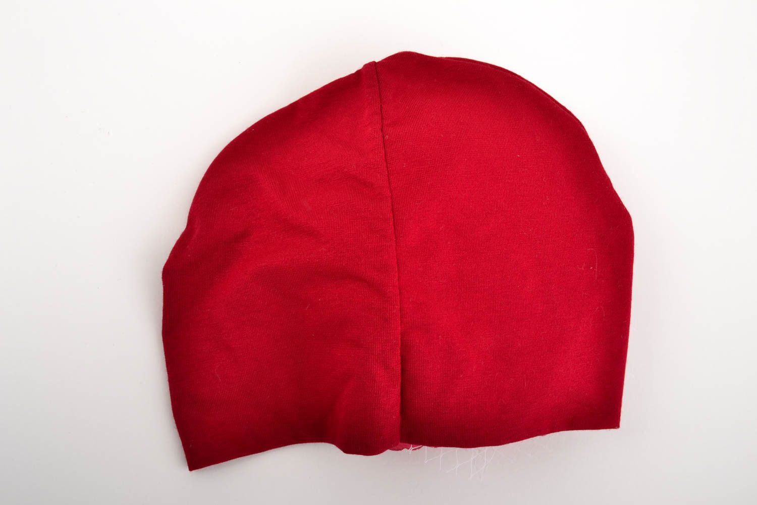 Handmade rote Mütze modisches Accessoire Herbst Mütze mit Blume grell modisch foto 4