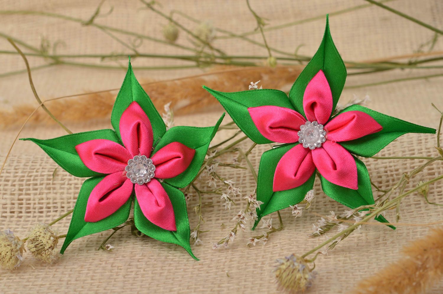 Handmade hair accessories jewelry set kanzashi flowers hair clips gifts for kids photo 1