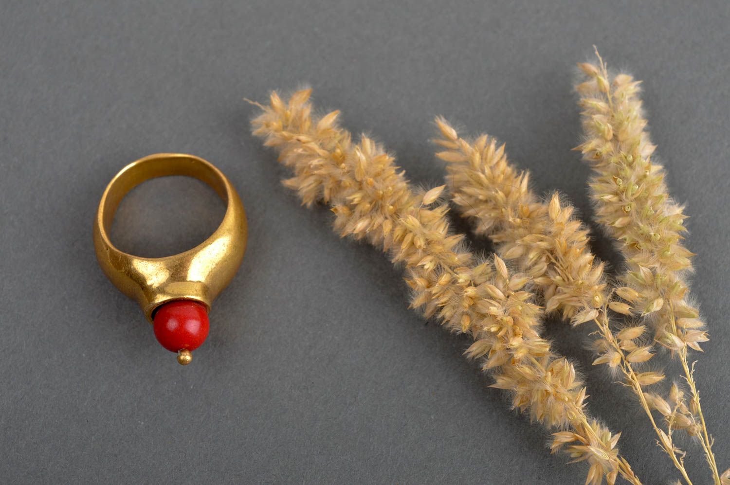 Кольцо ручной работы украшение из латуни модное кольцо женское с камнем фото 1