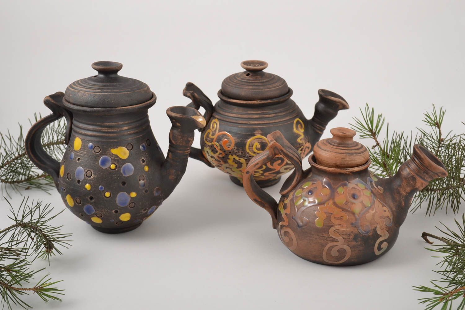 Keramik Teekannen handgemachtes Geschirr Teekannen aus Ton Küchen Dekor bemalt foto 1