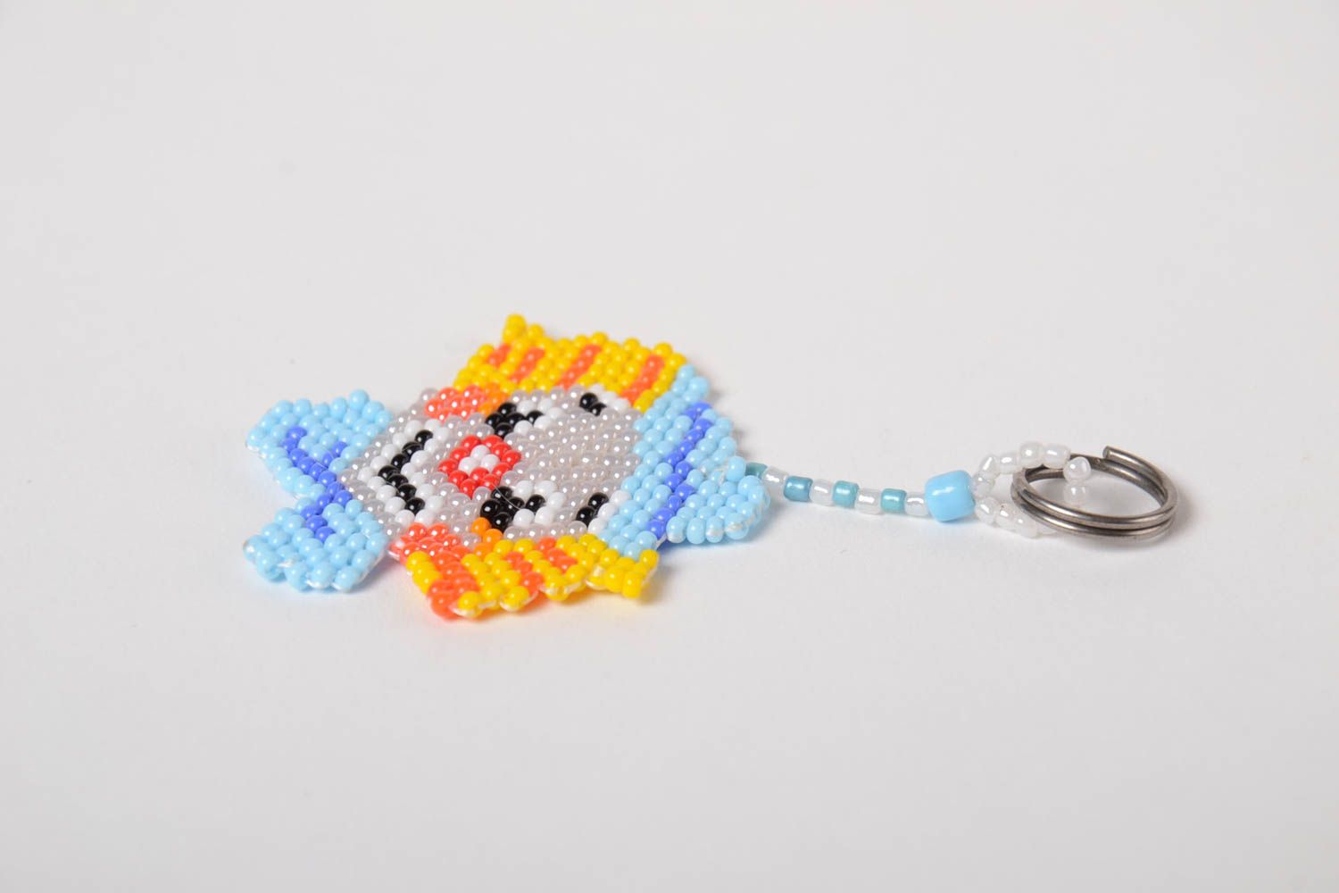 Porte-clés clown multicolore en perles de rocaille fait main original accessoire photo 5