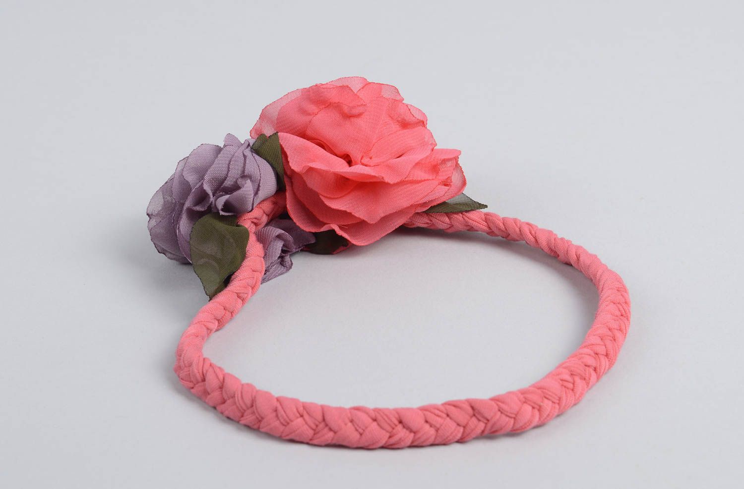 Handgefertigt Haarband mit Blume Haarschmuck Blüte Haar Accessoire in Rosa foto 3