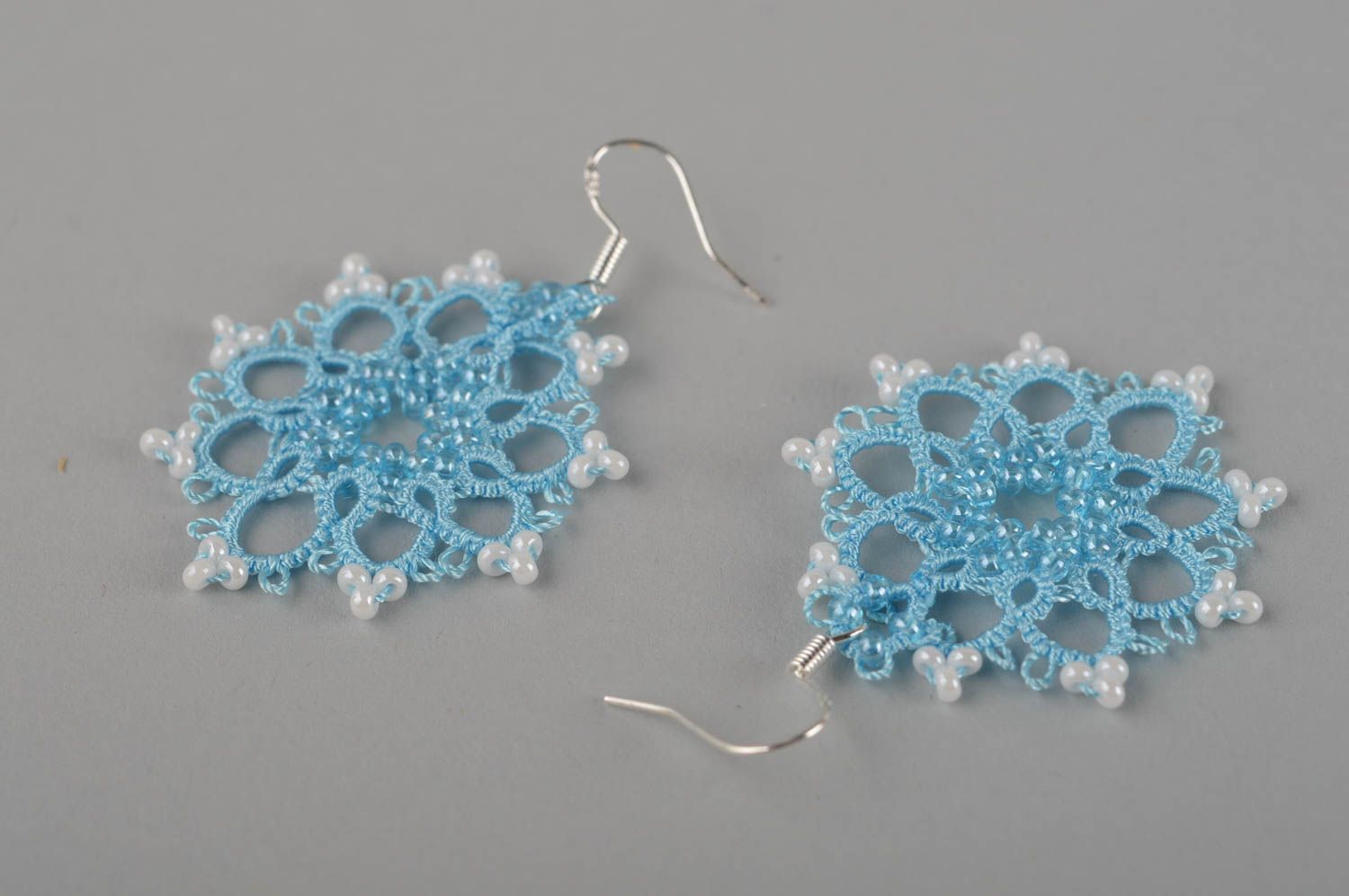 Stylish handmade textile earrings woven lace earrings accessories for girls photo 5