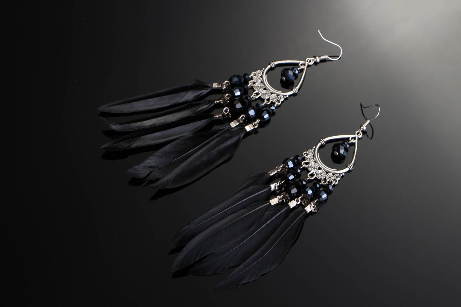 Earrings made of natural feathers  photo 1