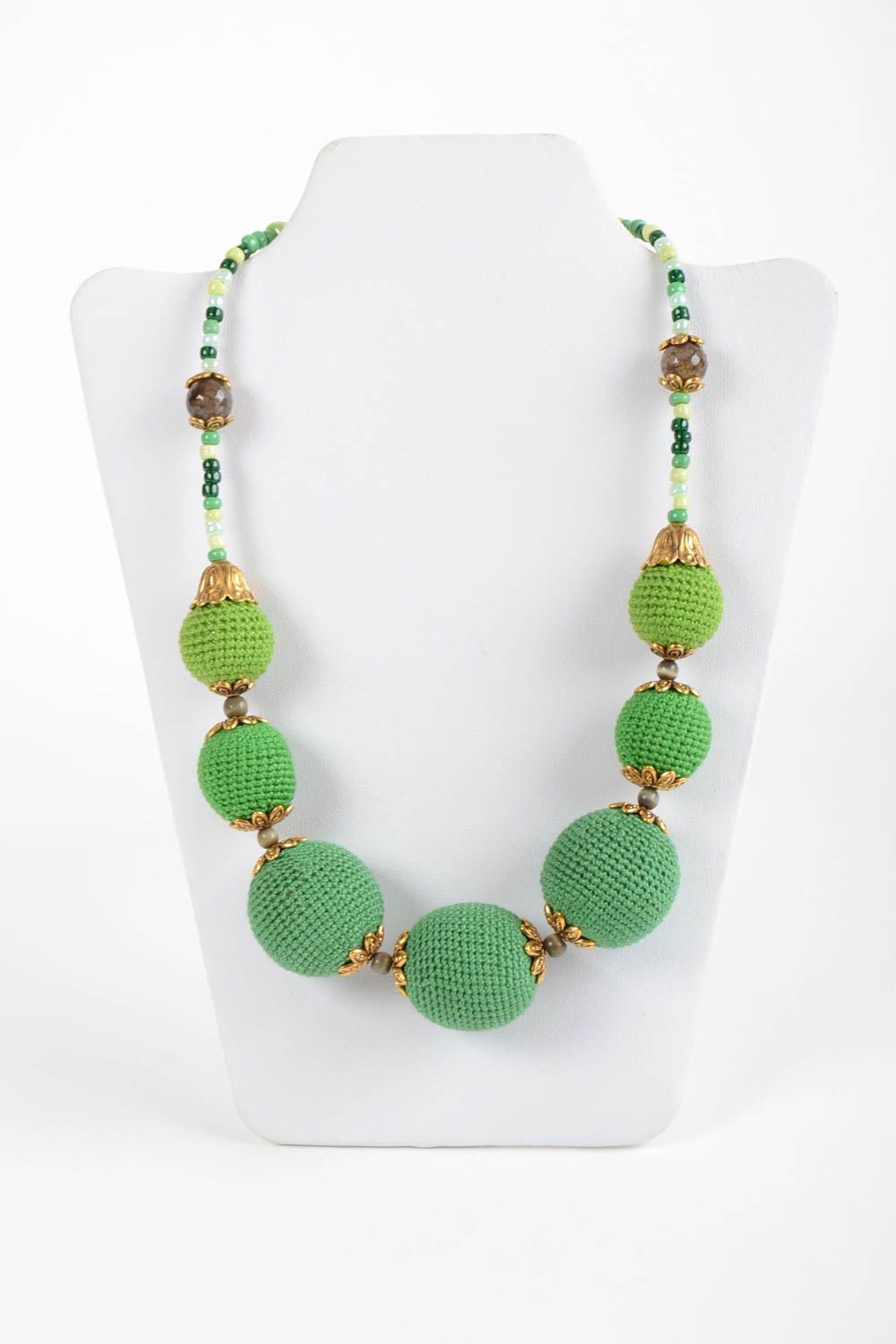 Halskette Frauen handmade Kette Holzperlen Modeschmuck Collier in Grün schön  foto 2