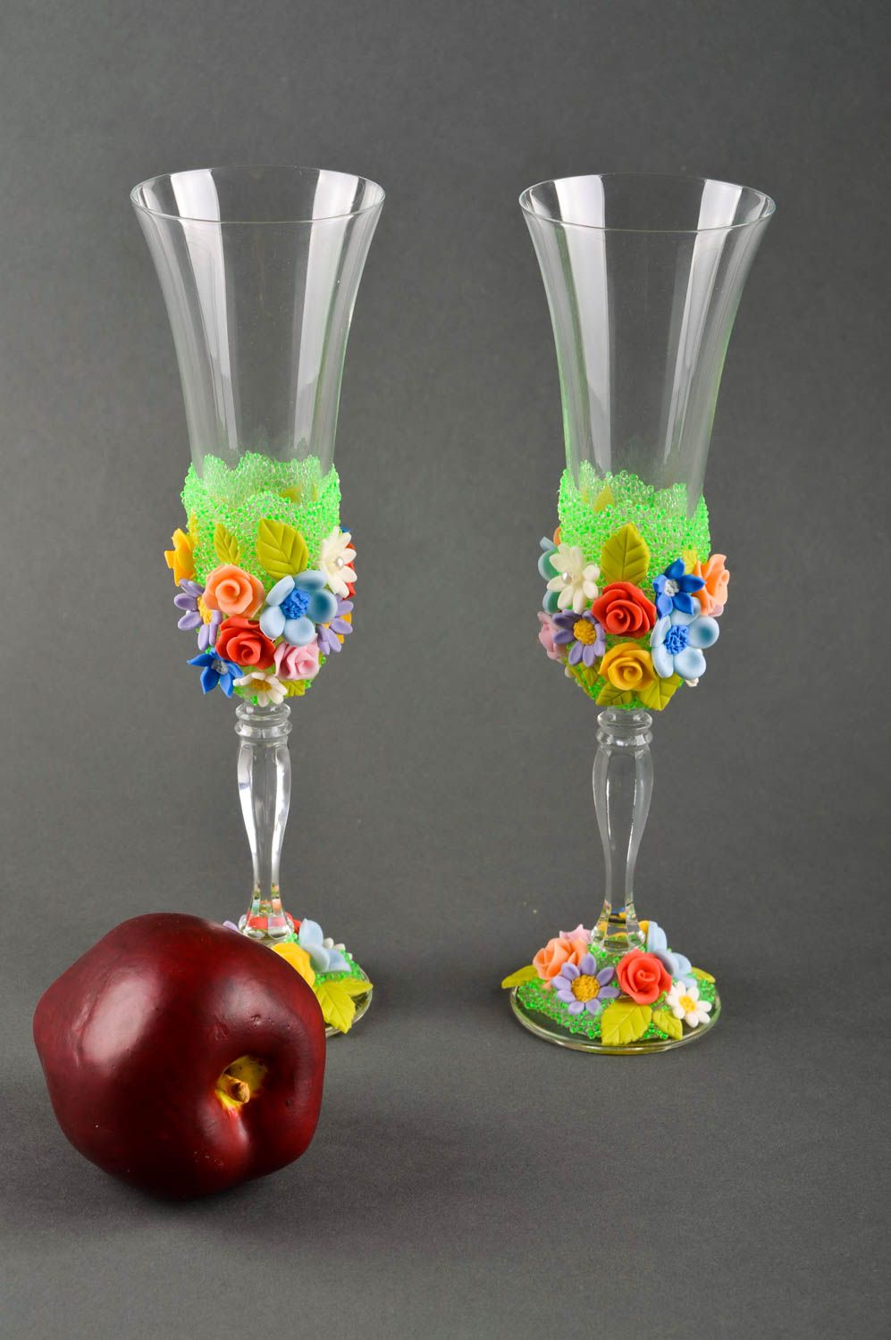 Handmade champagne glasses bright wedding glasses wedding glass ware ideas photo 1