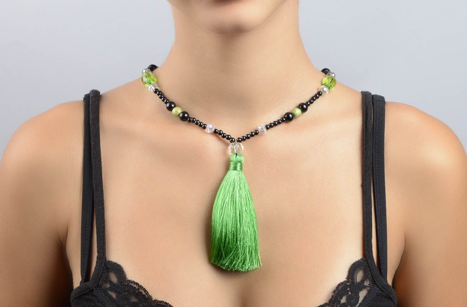 Handmade Stoff Halskette Designer Schmuck Halskette für Frauen aus Fäden foto 5
