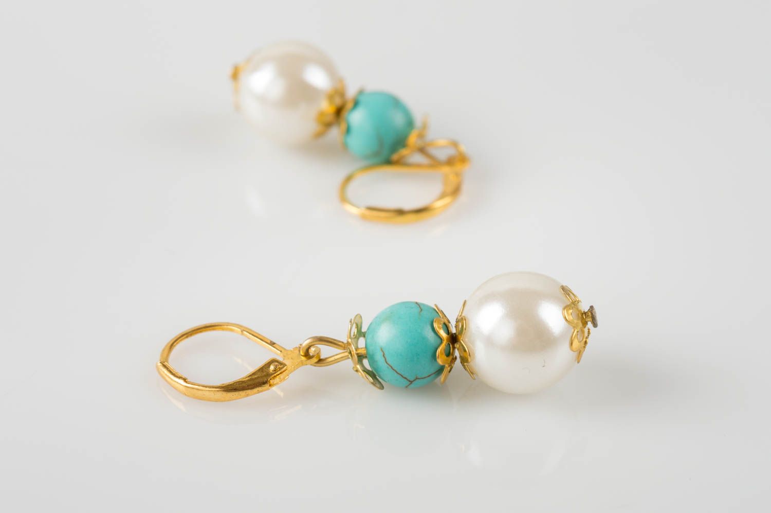 Handmade Ohrringe Gehänge Perlen Ohrhänger Modeschmuck Damen Geschenk für Frauen foto 4