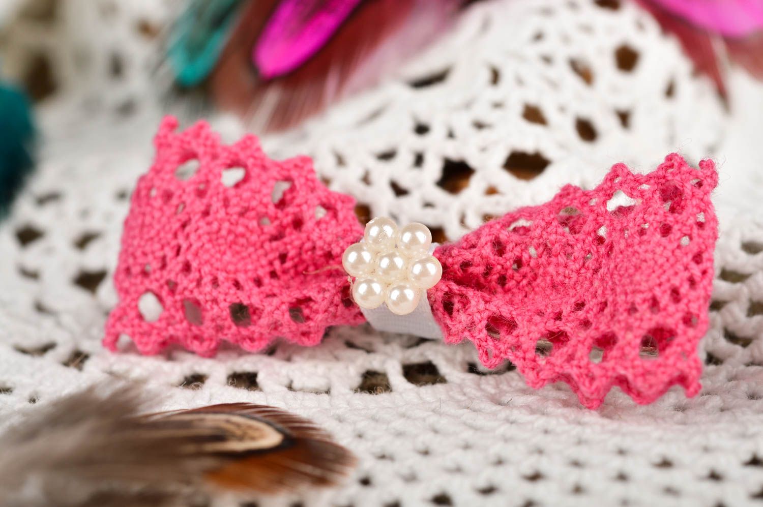 Schleifen Haarspange handgemachtes originelles Geschenk Mode Accessoire in Rosa foto 1