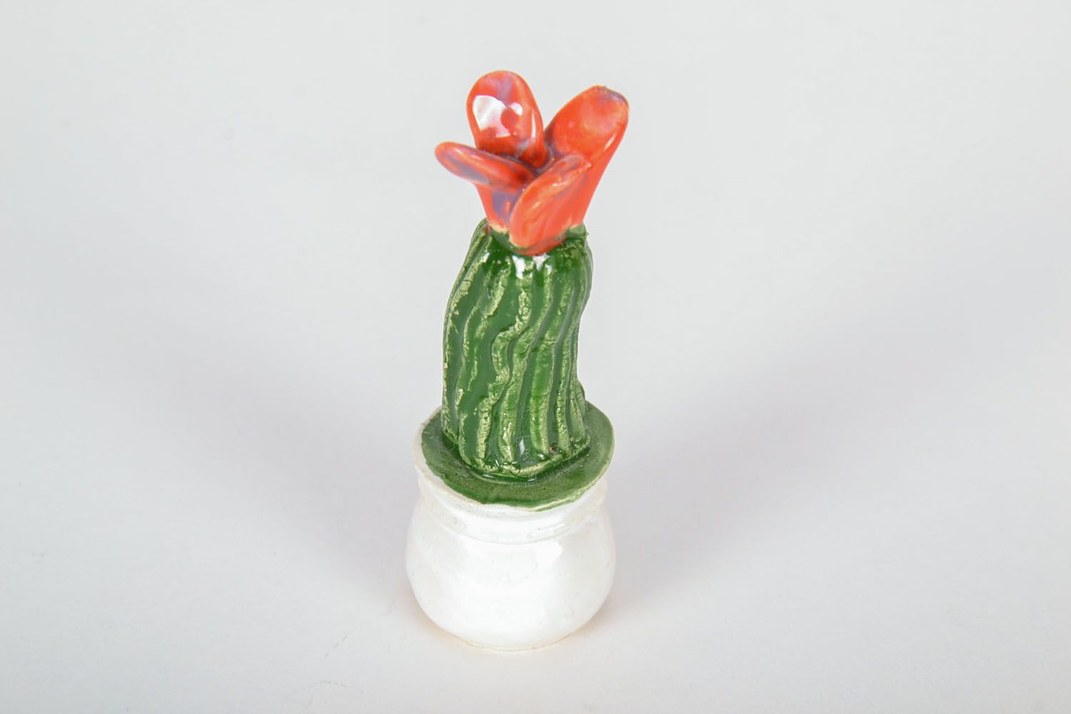 Statuette décorative en céramique Cactus faite main photo 3