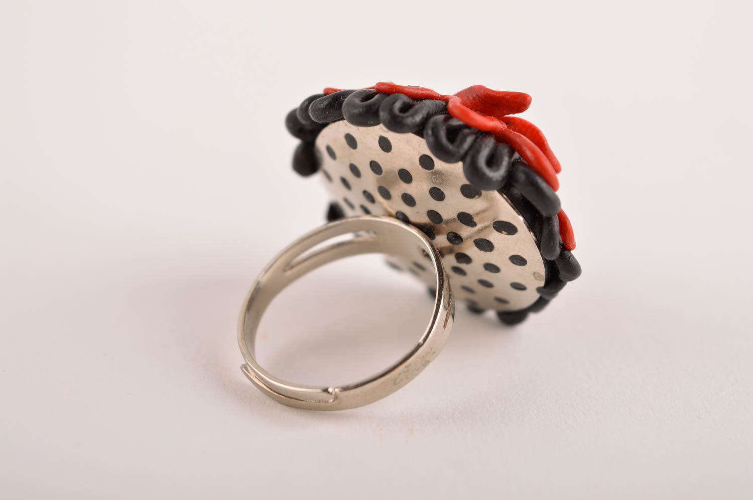 Кольцо ручной работы украшение из полимерной глины украшение кольцо розы фото 4