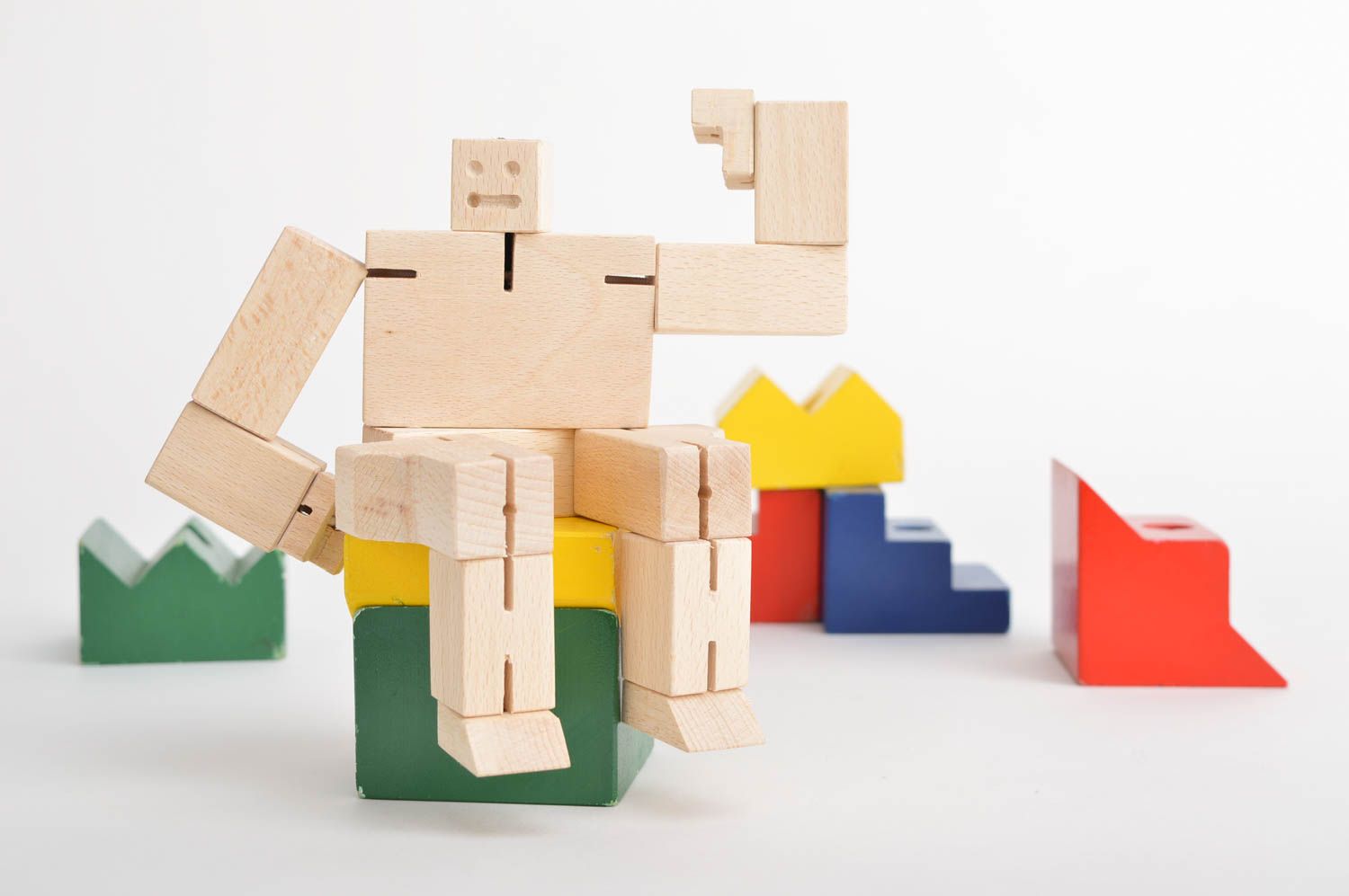 Игрушка ручной работы деревянный кубик игрушка из дерева от 3 лет Робот фото 1