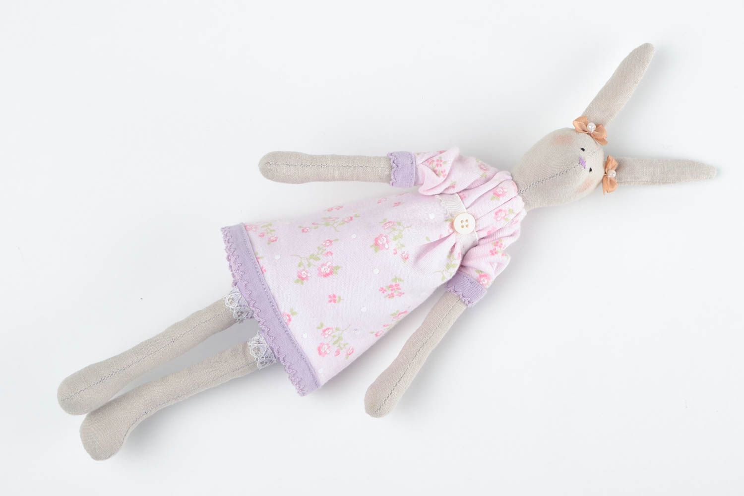 Kuscheltier Hase handmade Geschenk für Kinder originell Haus Deko aus Textil foto 4
